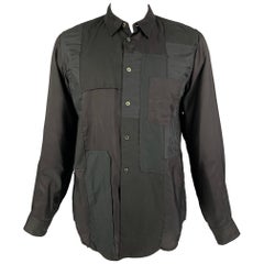 COMME des GARCONS NERO Taglia XL Camicia a maniche lunghe in cotone a tessuti misti neri