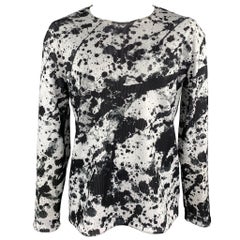 COMME des GARCONS BLACK Size XXL Black & White Splattered Polyester Pullover