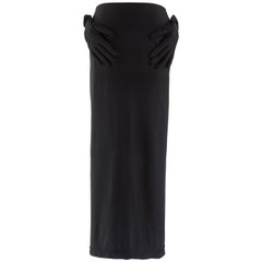 Comme des Garcons black spandex pencil skirt with embossed gloves, aw 2007