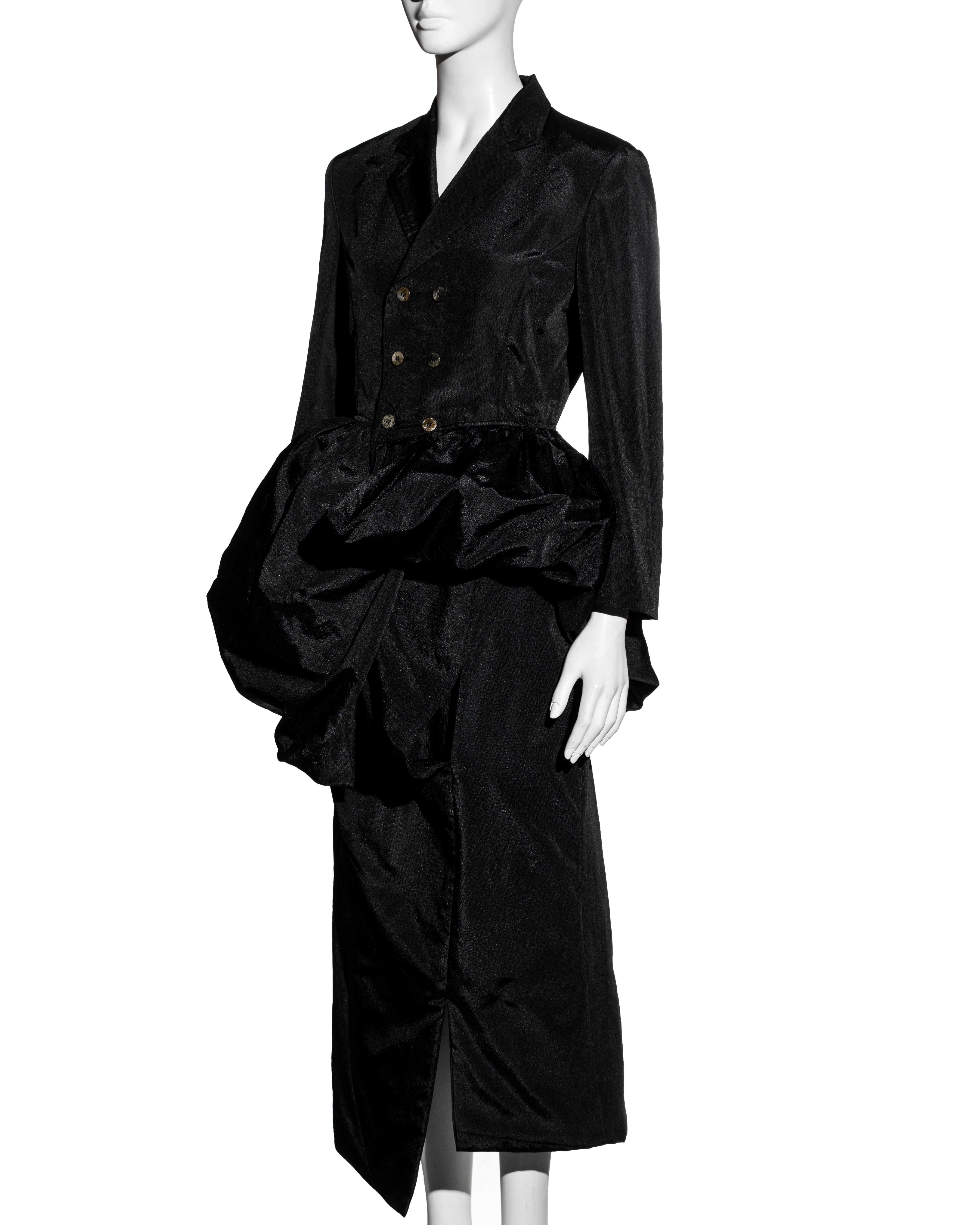 Comme des Garcons black synthetic bustled jacket and skirt suit, fw 1986 4