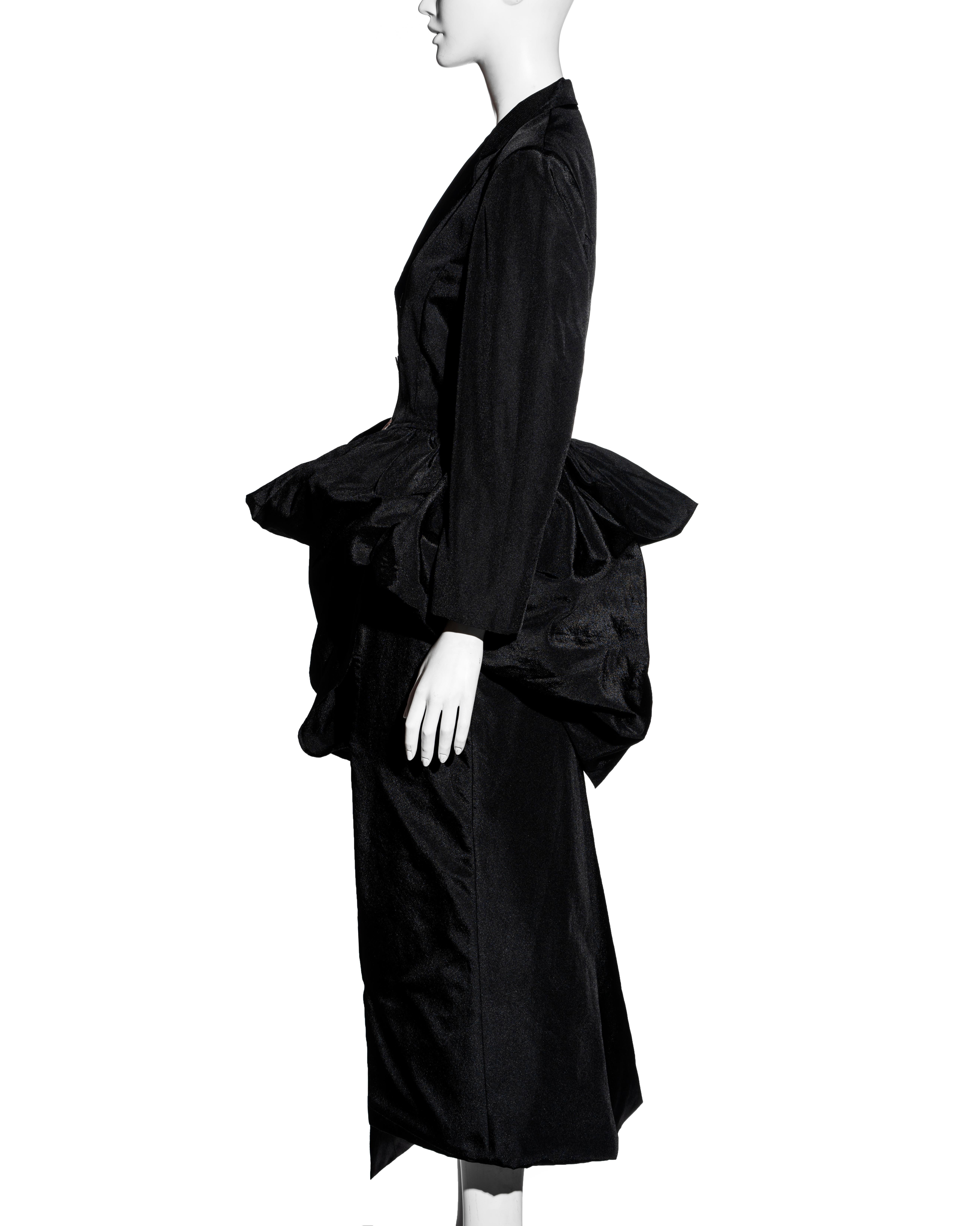 Comme des Garcons black synthetic bustled jacket and skirt suit, fw 1986 5