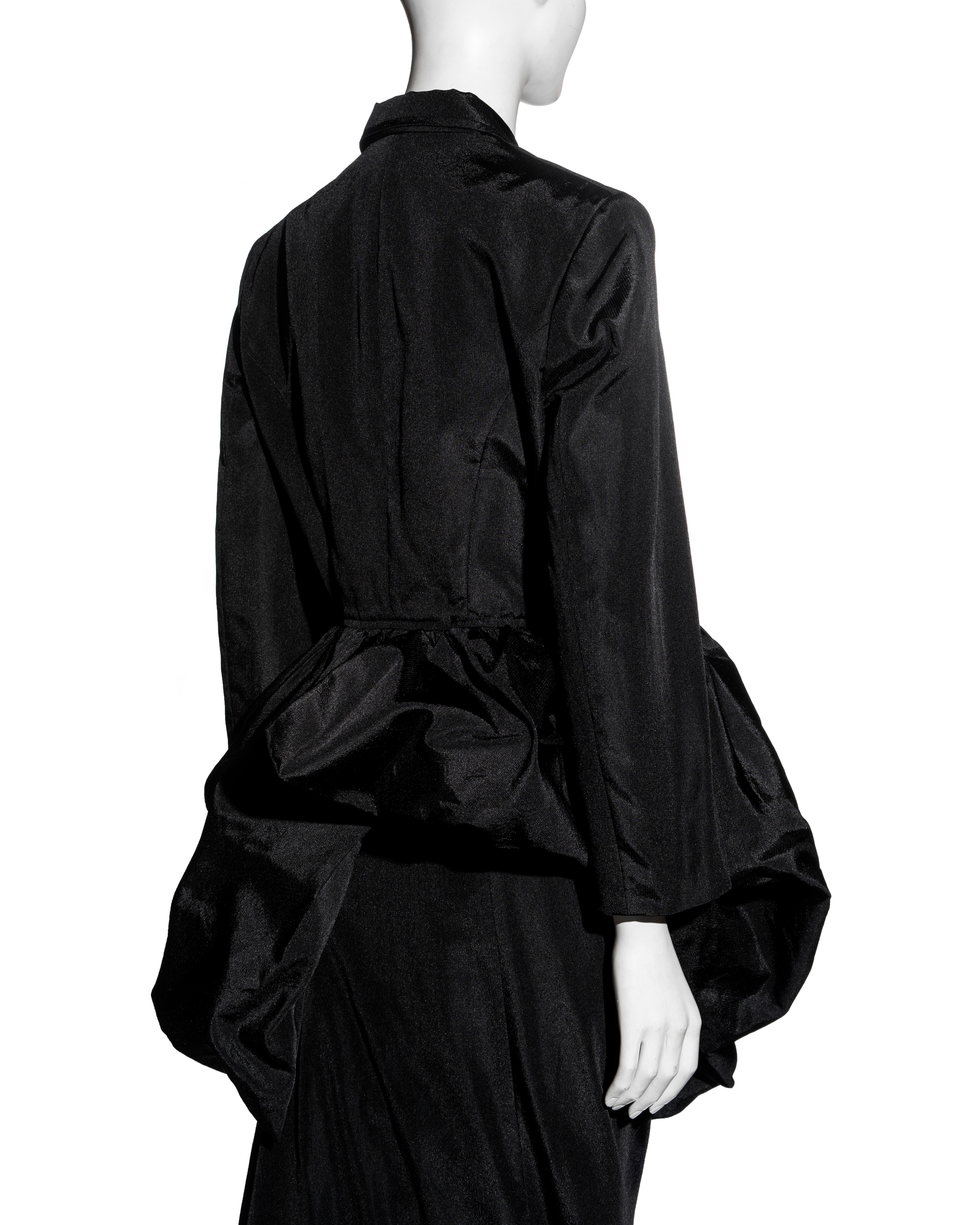 Comme des Garcons black synthetic bustled jacket and skirt suit, fw 1986 6