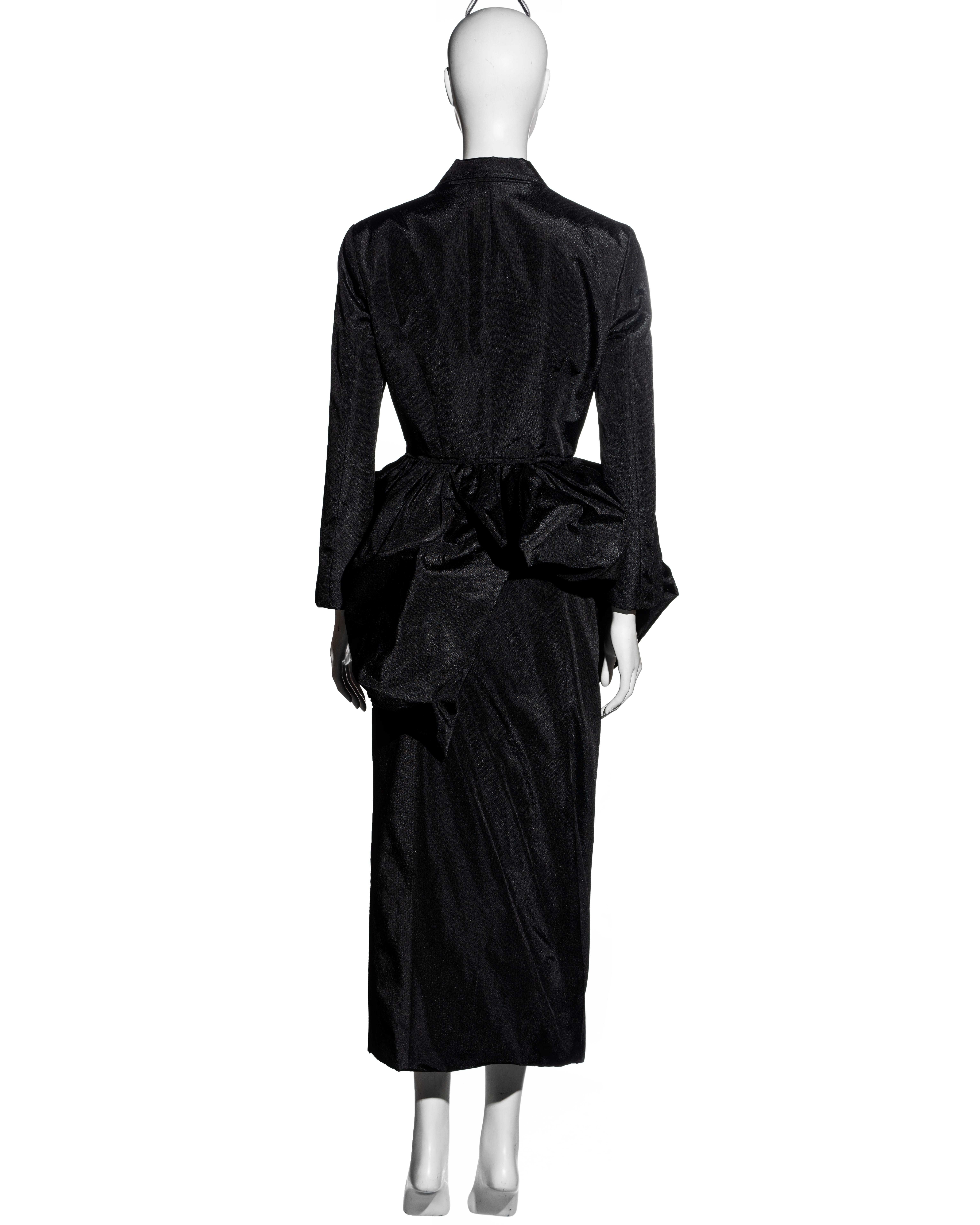 Comme des Garcons black synthetic bustled jacket and skirt suit, fw 1986 7