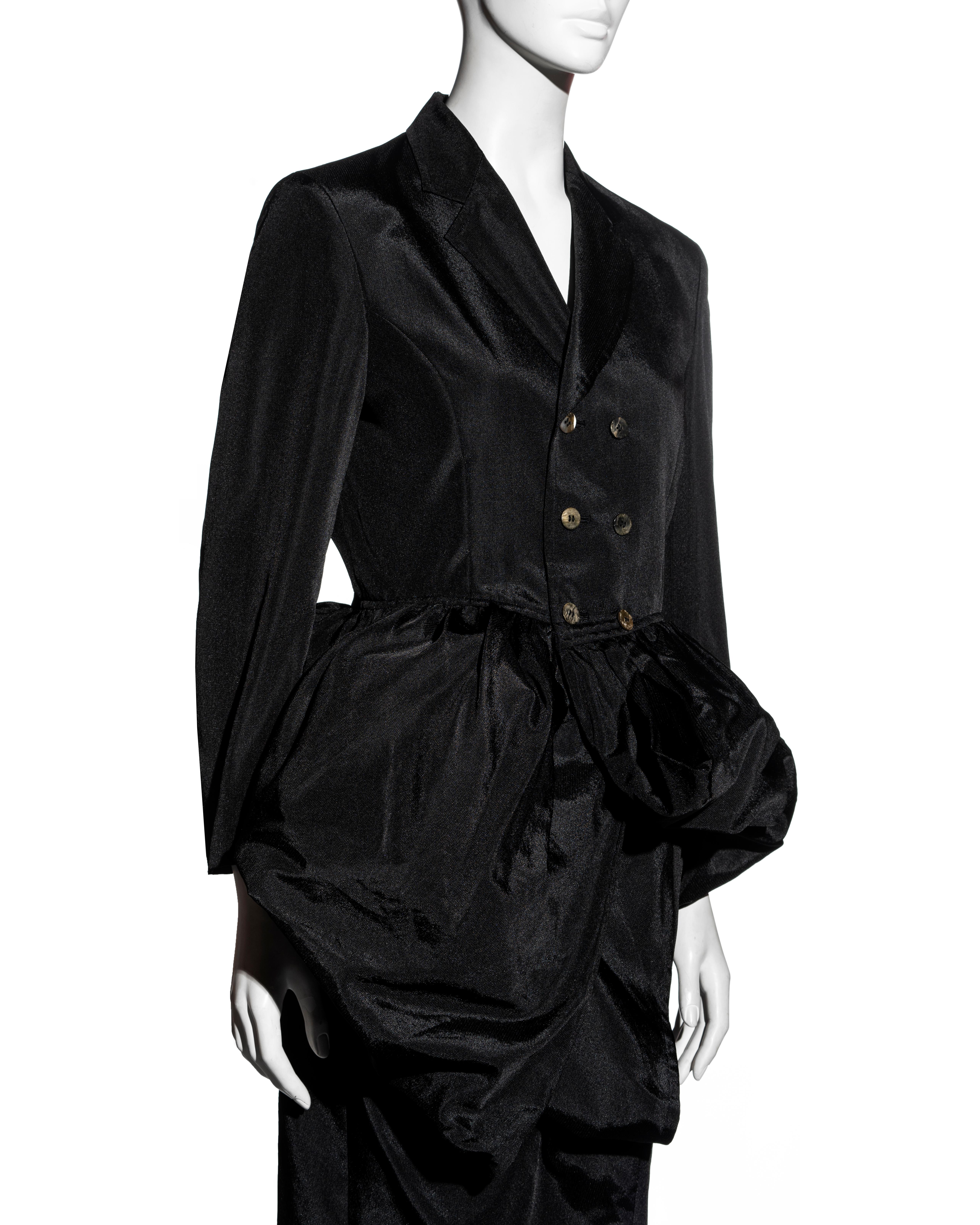 Comme des Garcons black synthetic bustled jacket and skirt suit, fw 1986 2