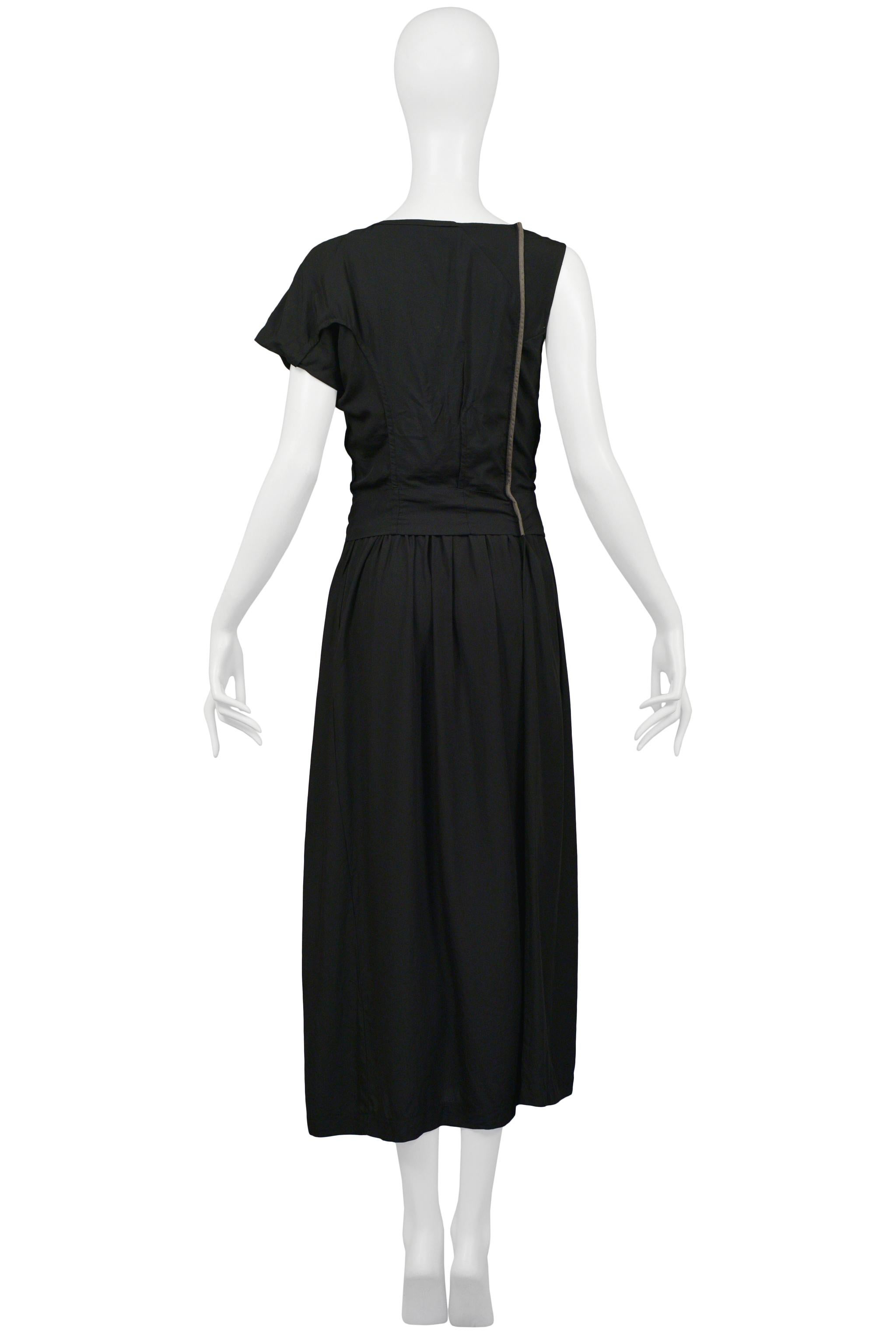 Comme Des Garcons Dekonstruiertes Rayon-Kleid in Schwarz & Taupe 1998 im Zustand „Hervorragend“ im Angebot in Los Angeles, CA