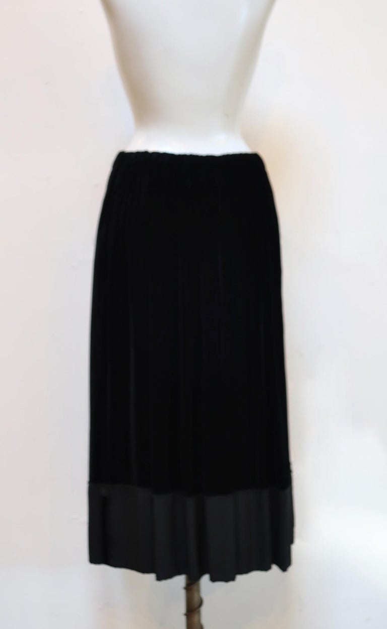 Women's or Men's Comme Des Garçons Black Velvet Drawstring Skirt For Sale