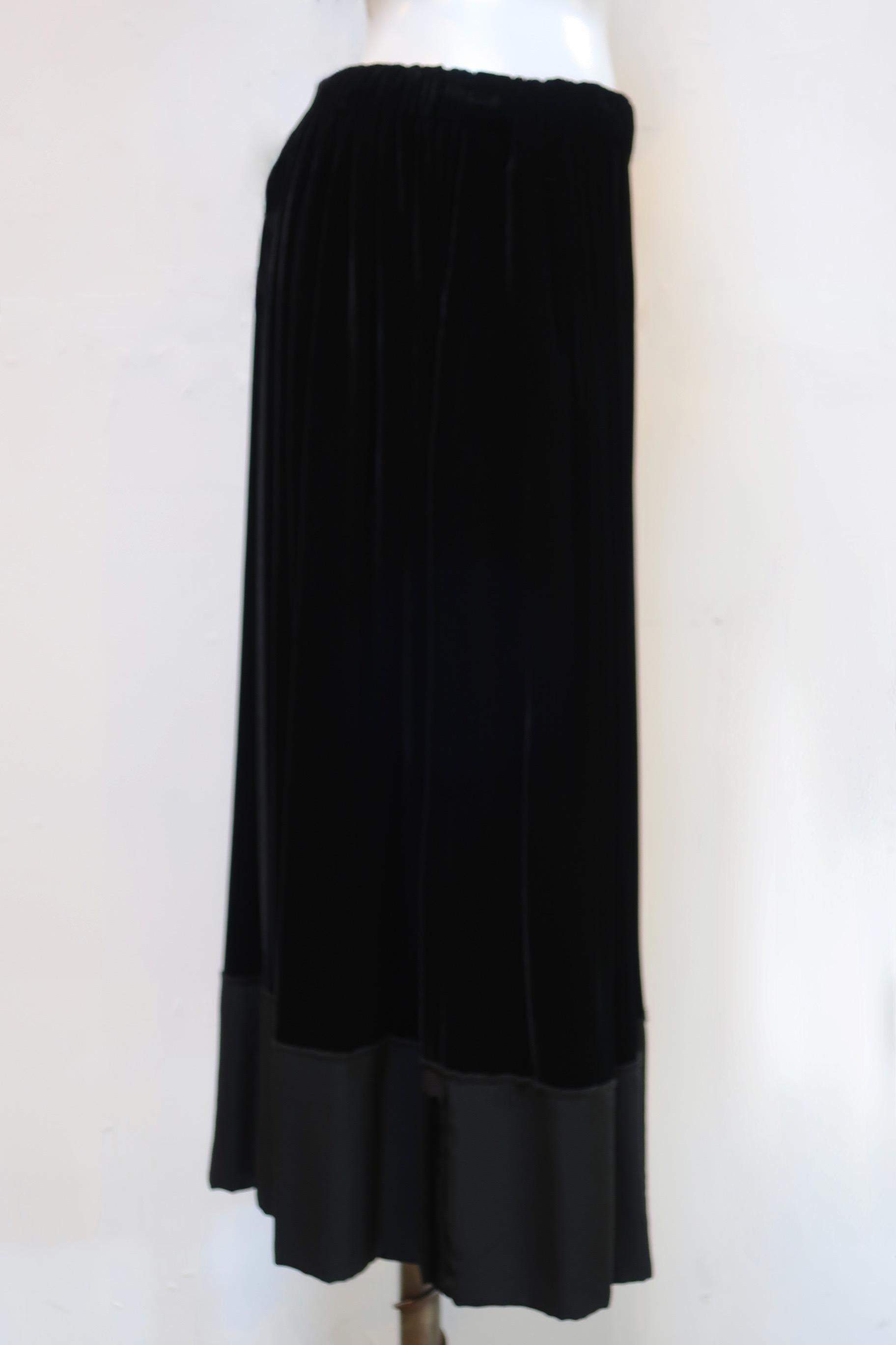 Comme Des Garçons Black Velvet Drawstring Skirt For Sale 2