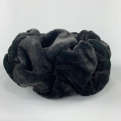 COMME des GARCONS Black Velvet Faux Fur Gathered Circle Scarf