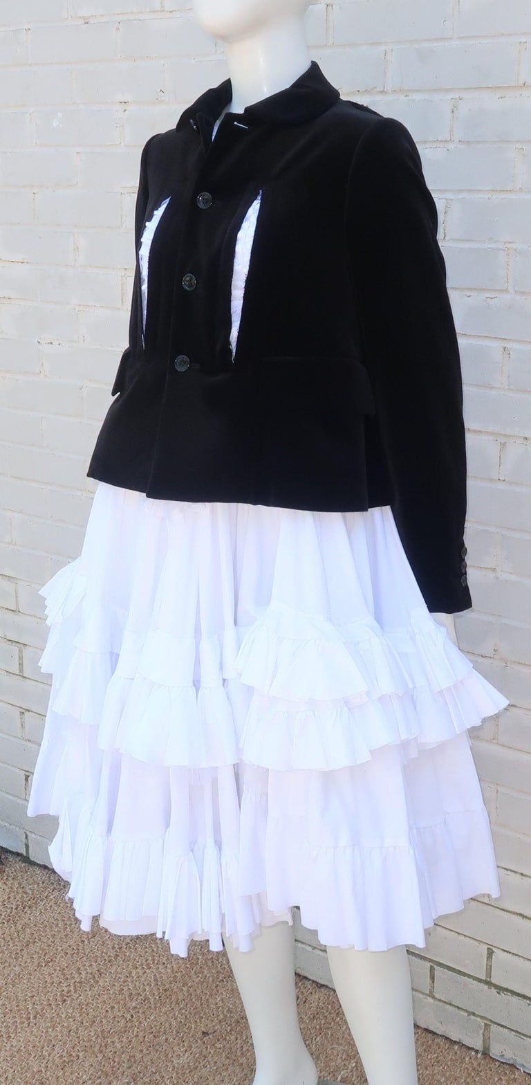 Comme des Garcons Black Velvet Faux Jacket and White Cotton Petticoat