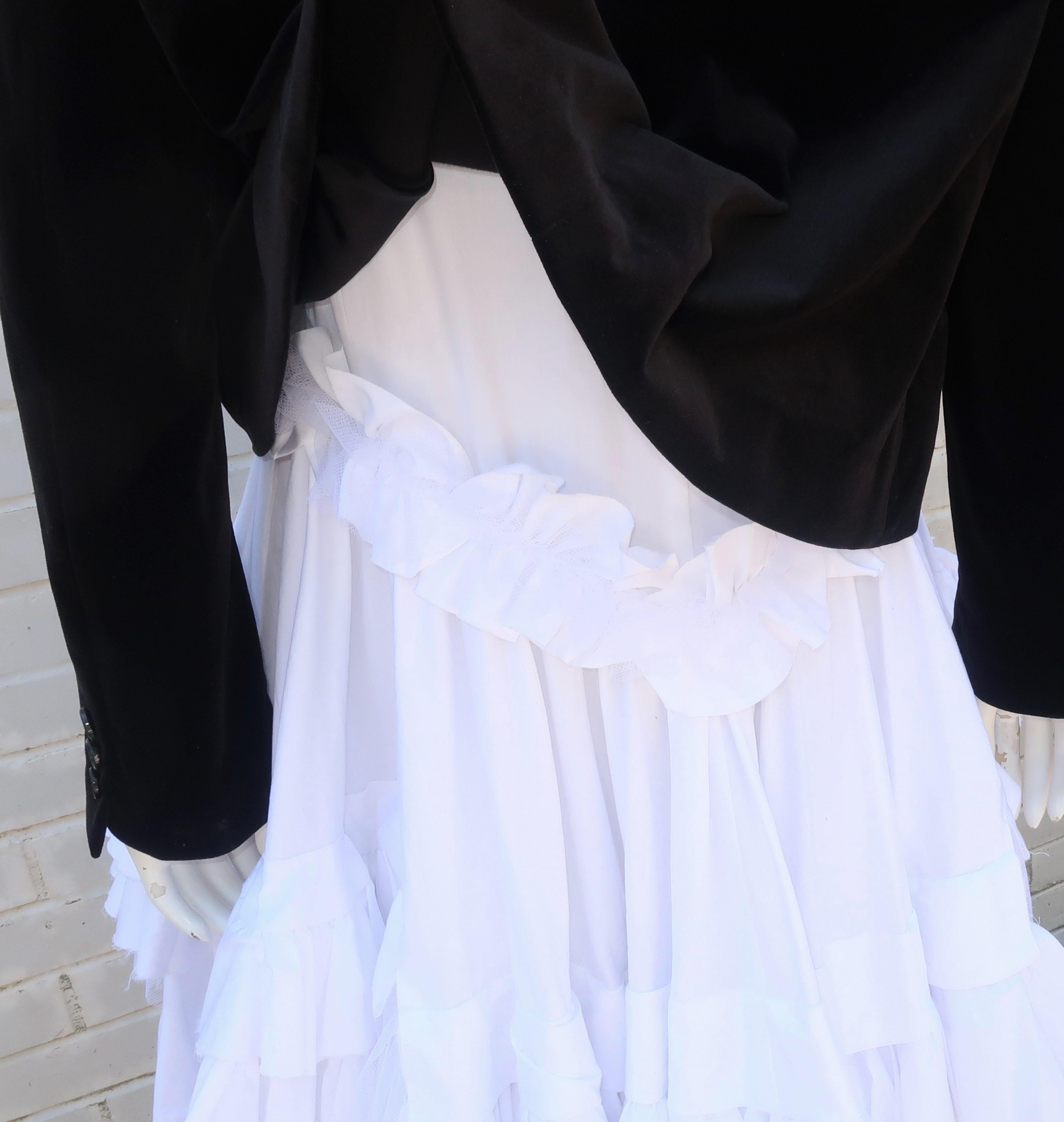 Comme des Garcons Black Velvet Faux Jacket & White Cotton Petticoat Dress 4