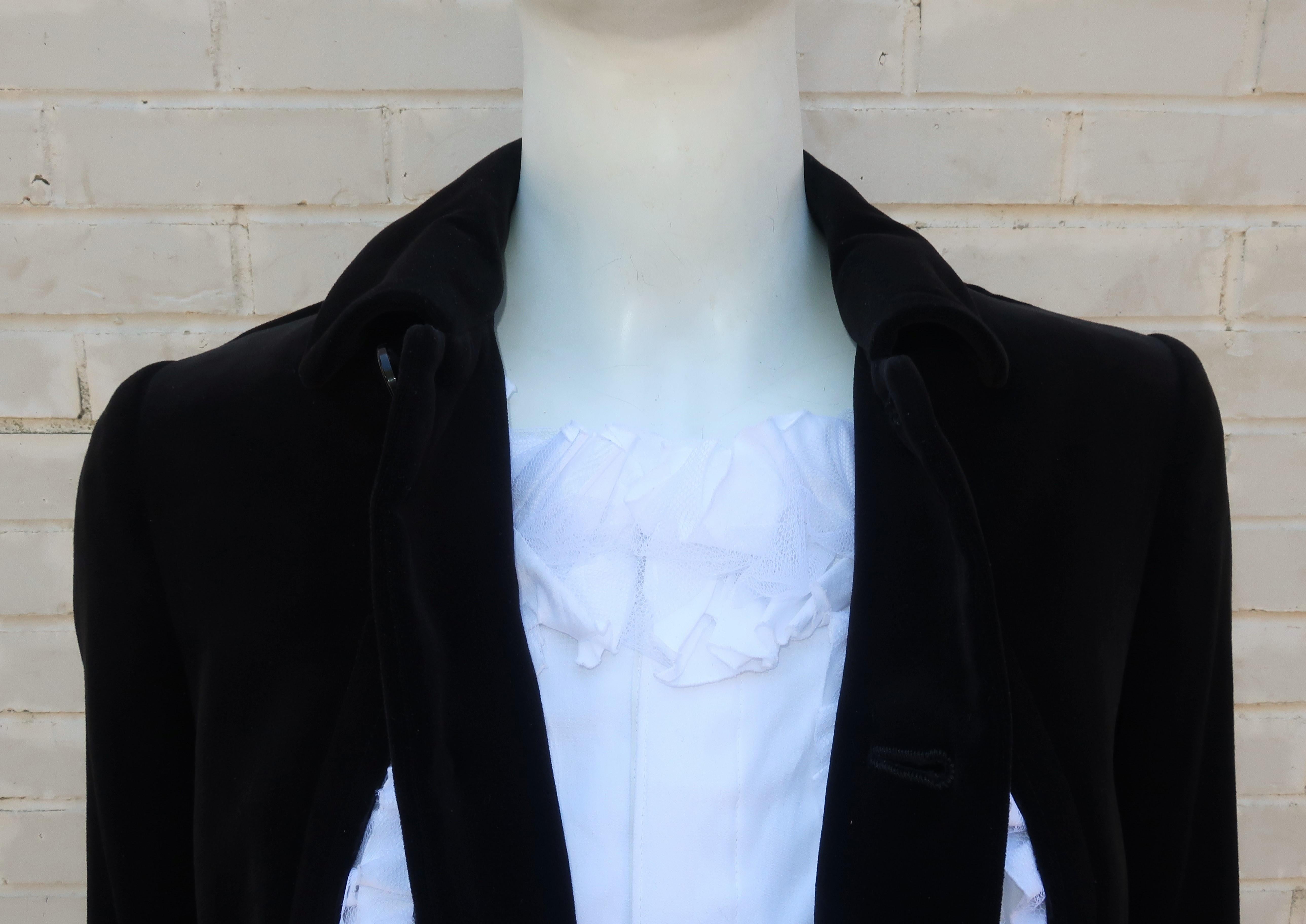 Comme des Garcons Black Velvet Faux Jacket and White Cotton Petticoat ...