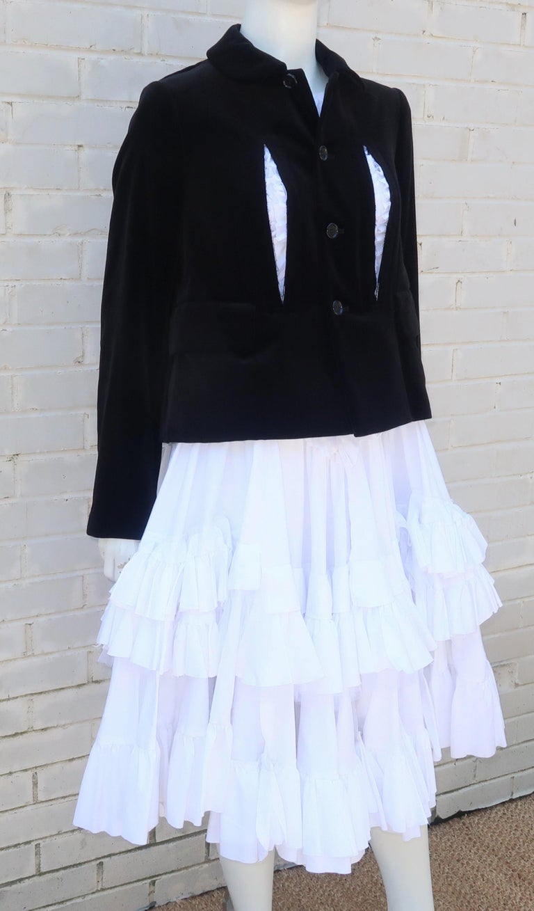 Comme des Garcons Black Velvet Faux Jacket and White Cotton Petticoat