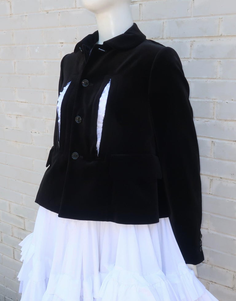 Comme des Garcons Black Velvet Faux Jacket and White Cotton Petticoat