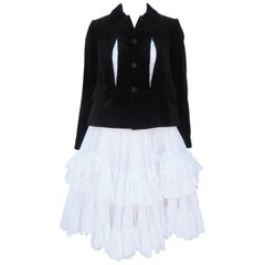 Comme des Garcons Black Velvet Faux Jacket & White Cotton Petticoat Dress