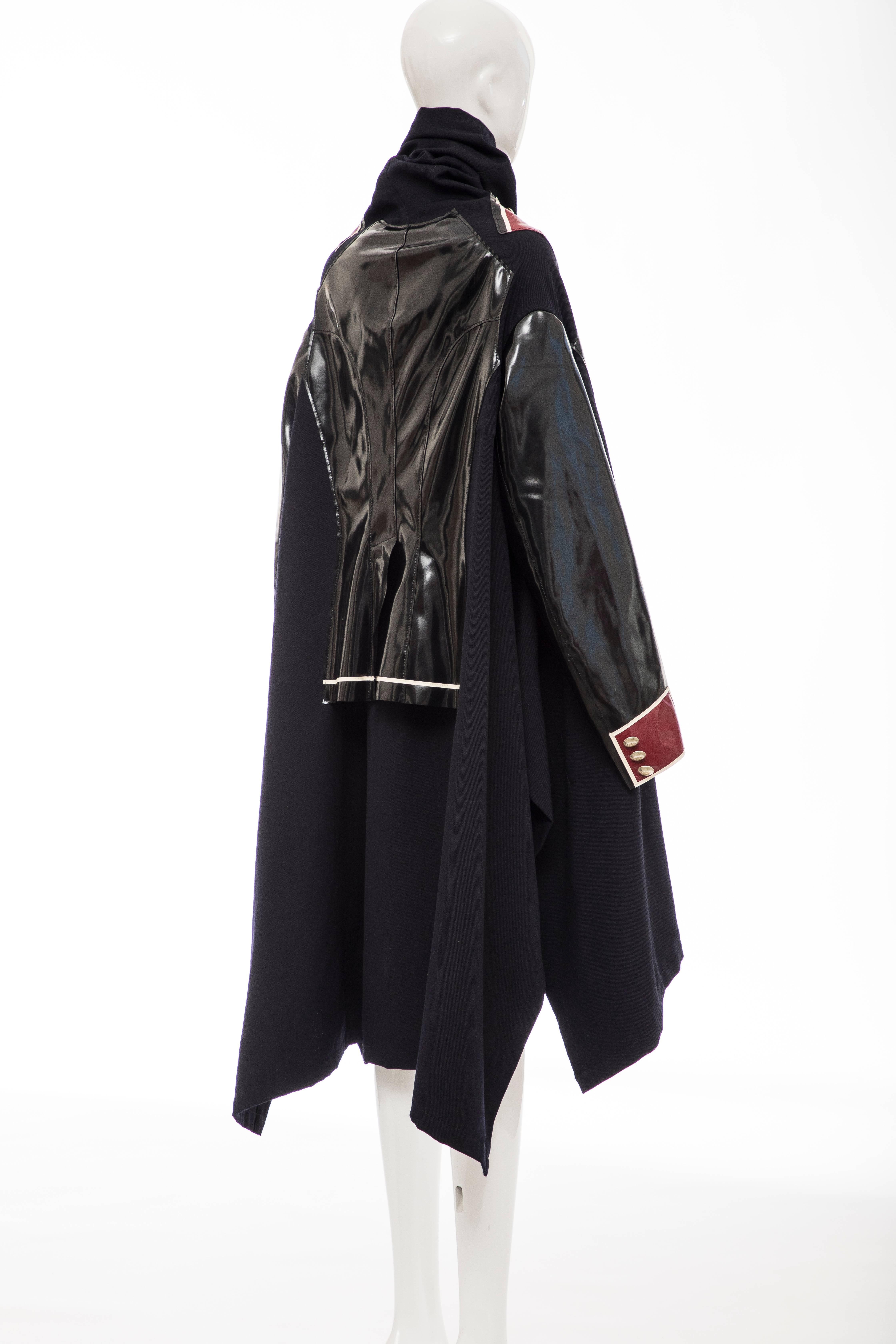 Comme des Garcons Runway Black Nylon Inset Vinyl Panels Coat,  Fall 2009 For Sale 1