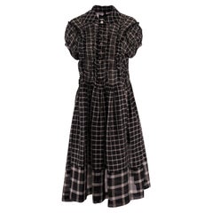Comme des Garçons Black & White Check Ruffle Shirt Dress