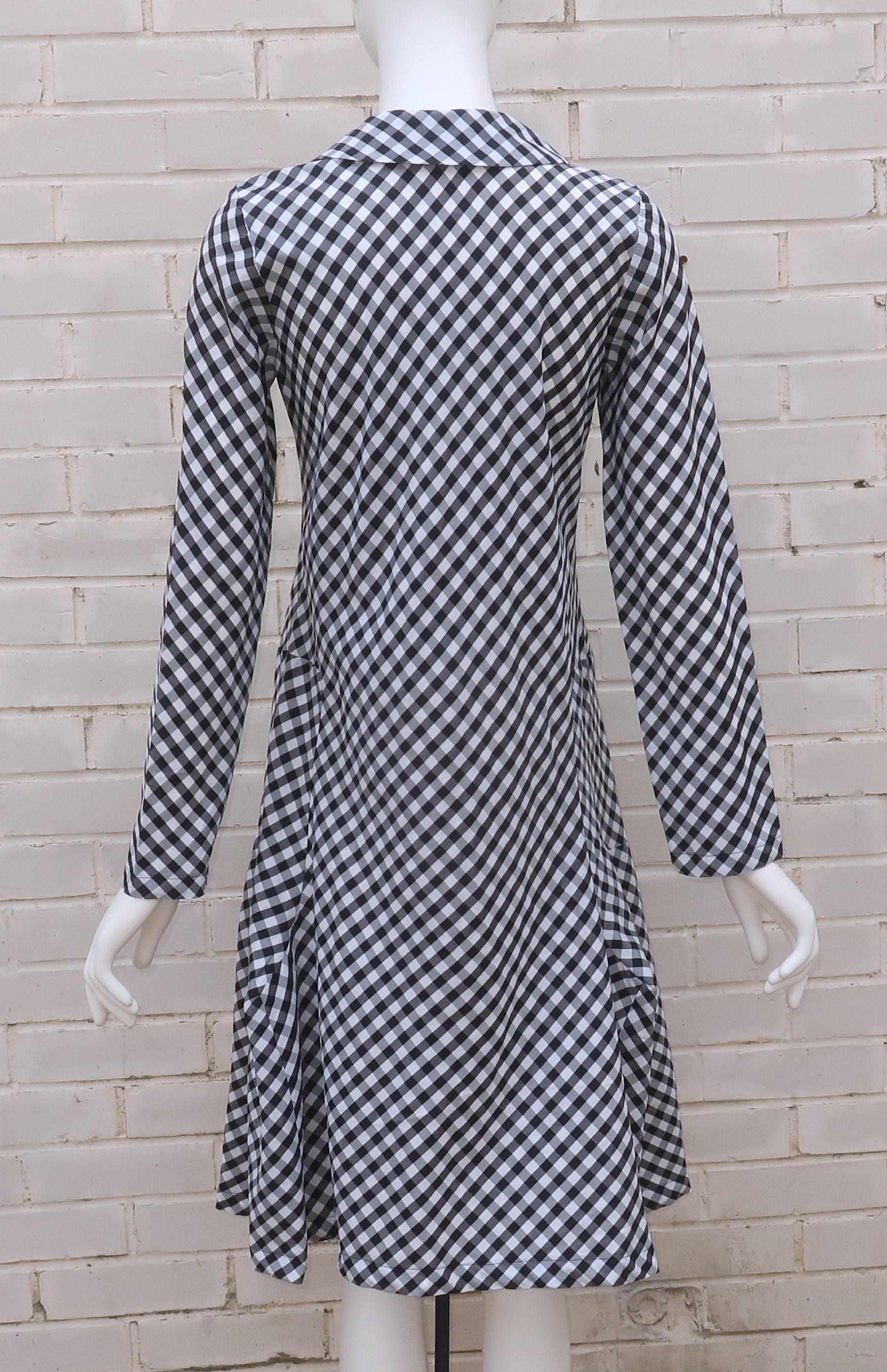 COMME DES GARCONS Black & White Gingham Dress For Sale 6