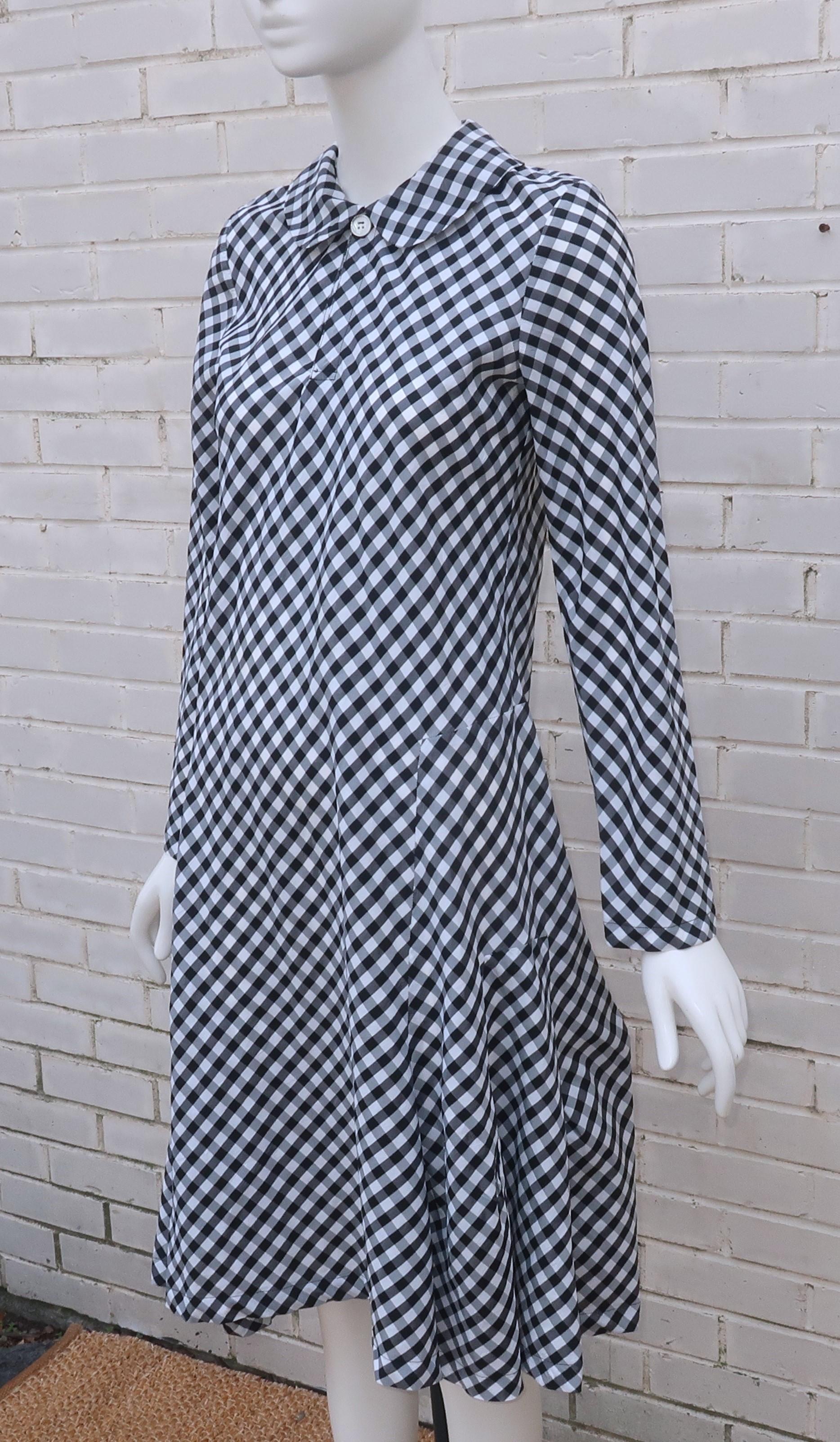 Gray COMME DES GARCONS Black & White Gingham Dress For Sale