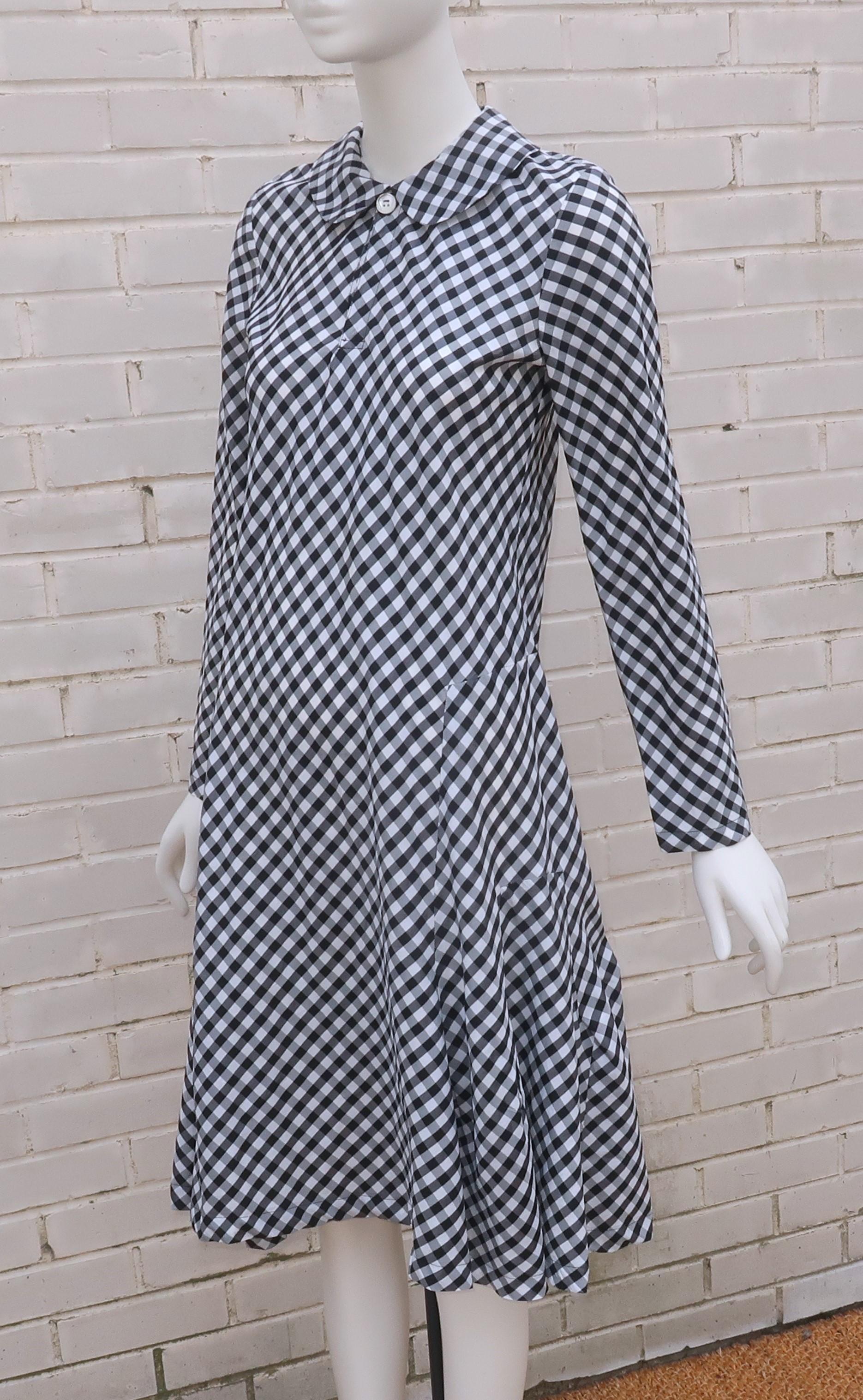 COMME DES GARCONS Black & White Gingham Dress For Sale 2