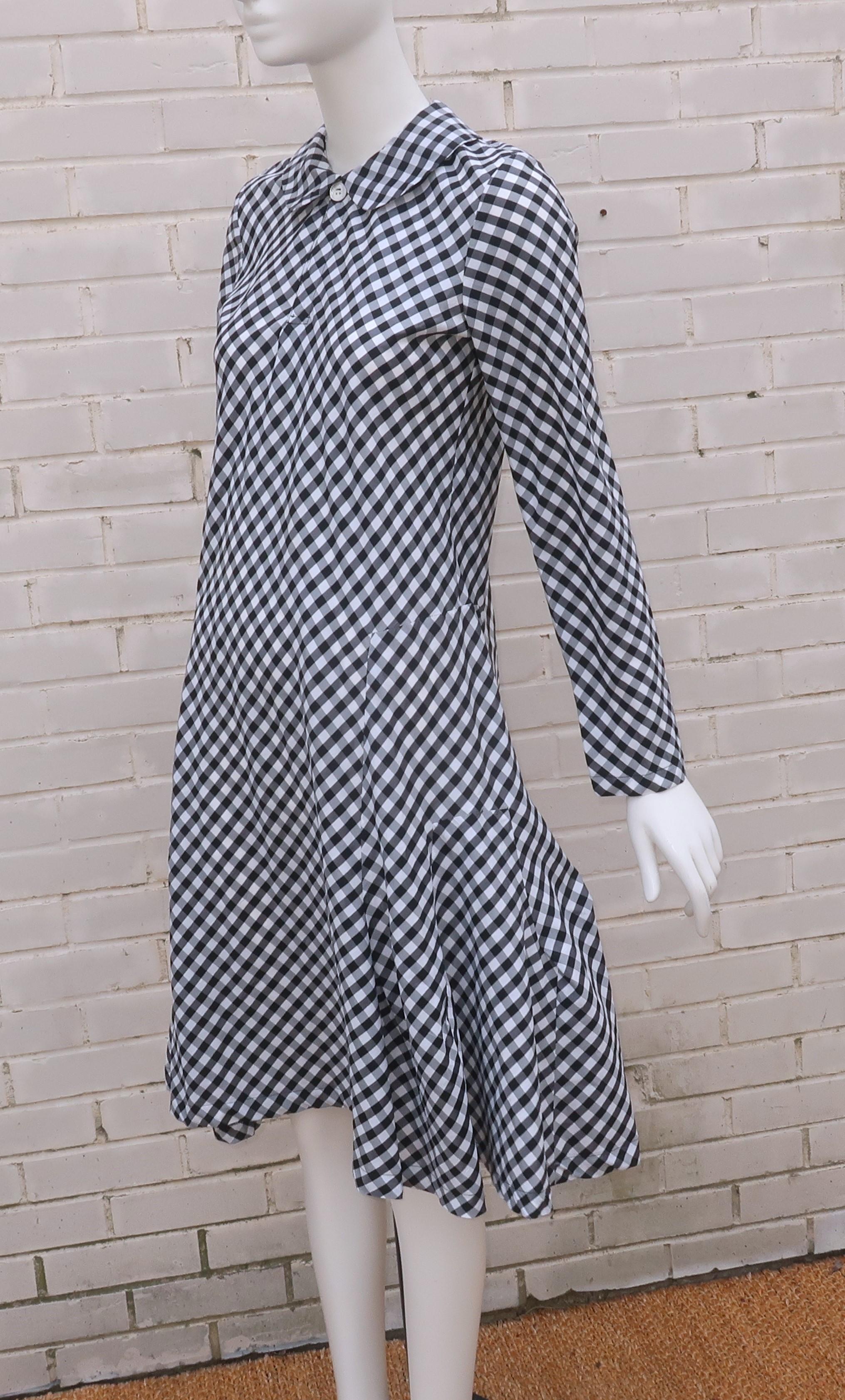 COMME DES GARCONS Black & White Gingham Dress For Sale 3
