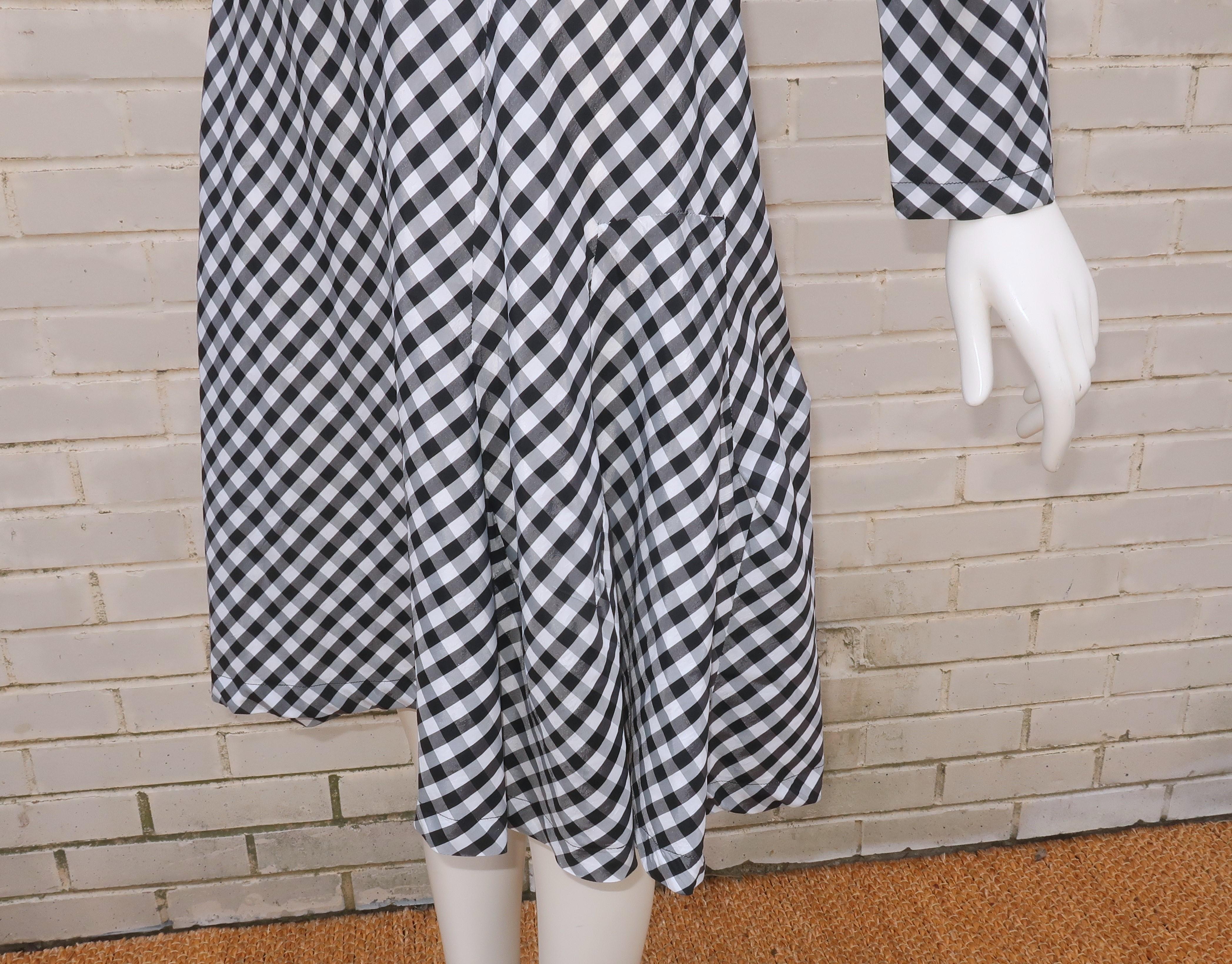 COMME DES GARCONS Black & White Gingham Dress For Sale 4