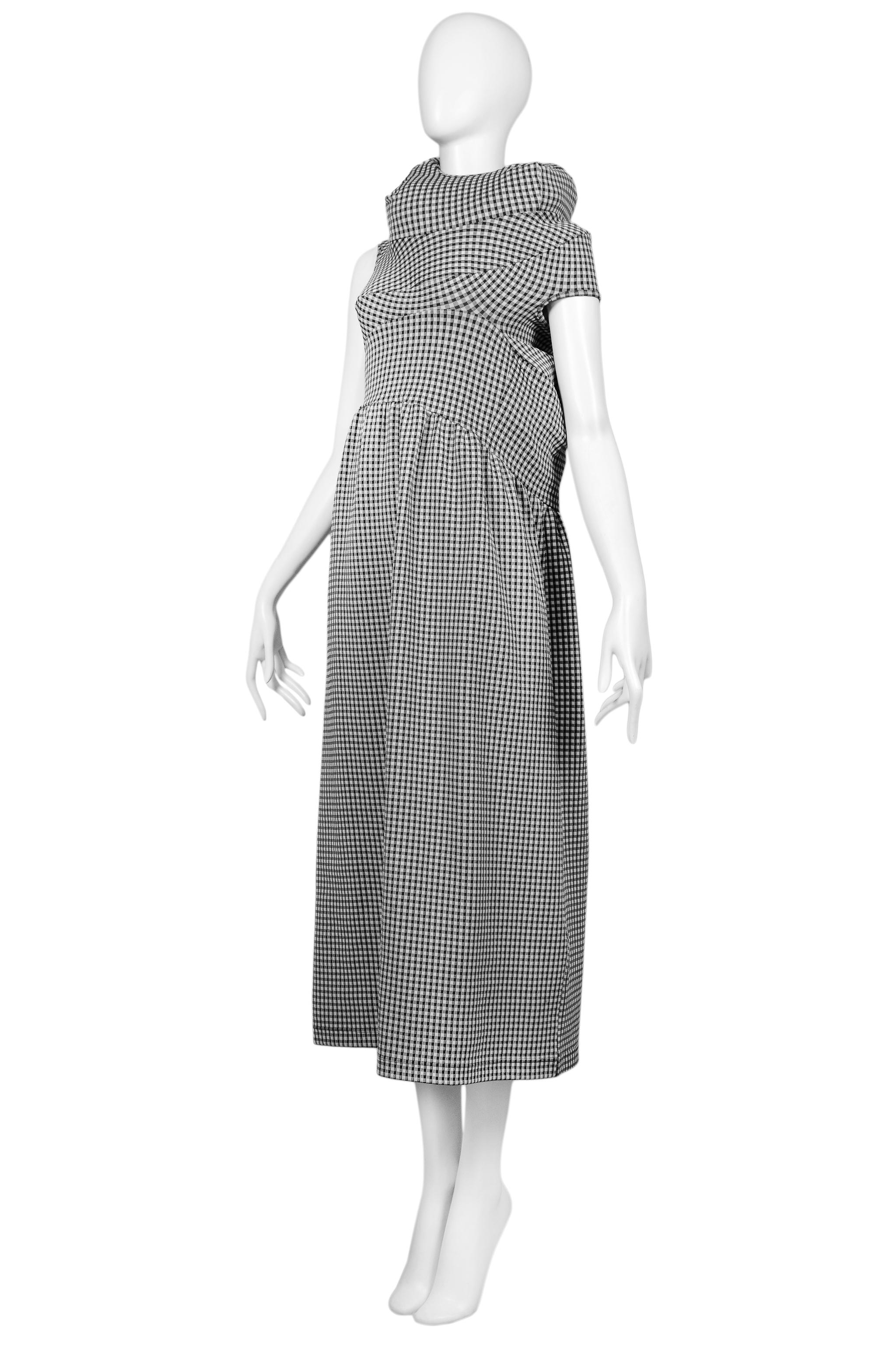 Gray Comme Des Garcons Black & White Gingham Lumps & Bumps Collection Dress 1997