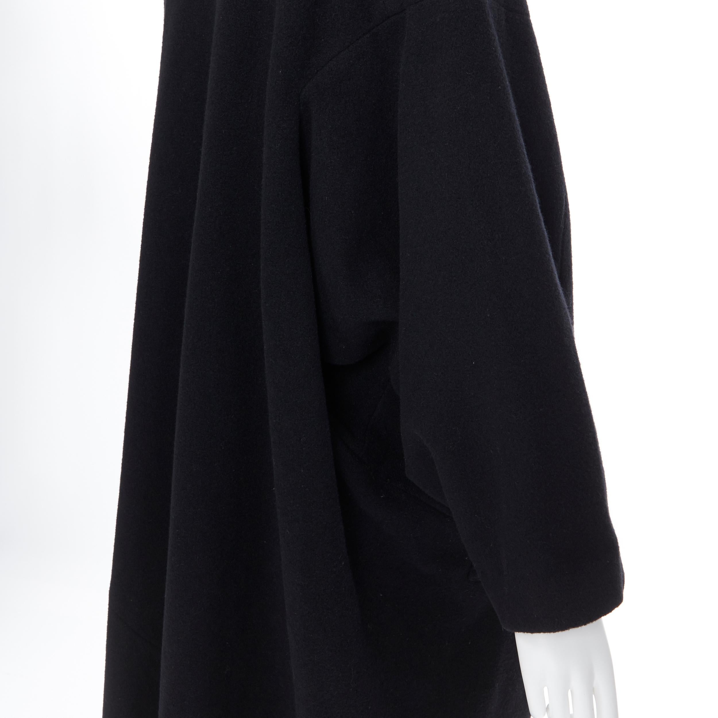 COMME DES GARCONS black wool blend kimono sleeve exposed lining winter coat S 3