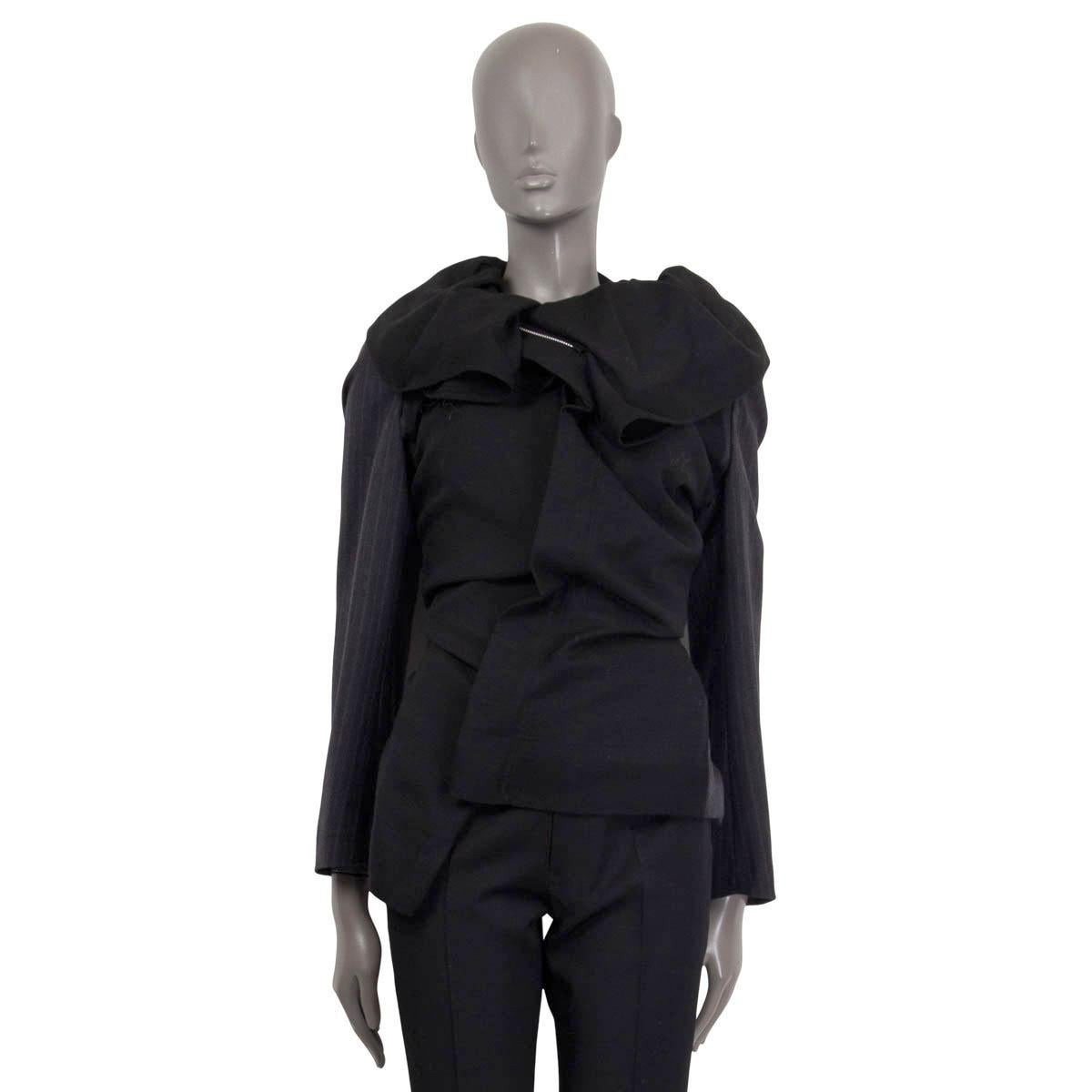 Black COMME DES GARCONS black wool DECONSTRUCTED PINSTRIPE Jacket S For Sale