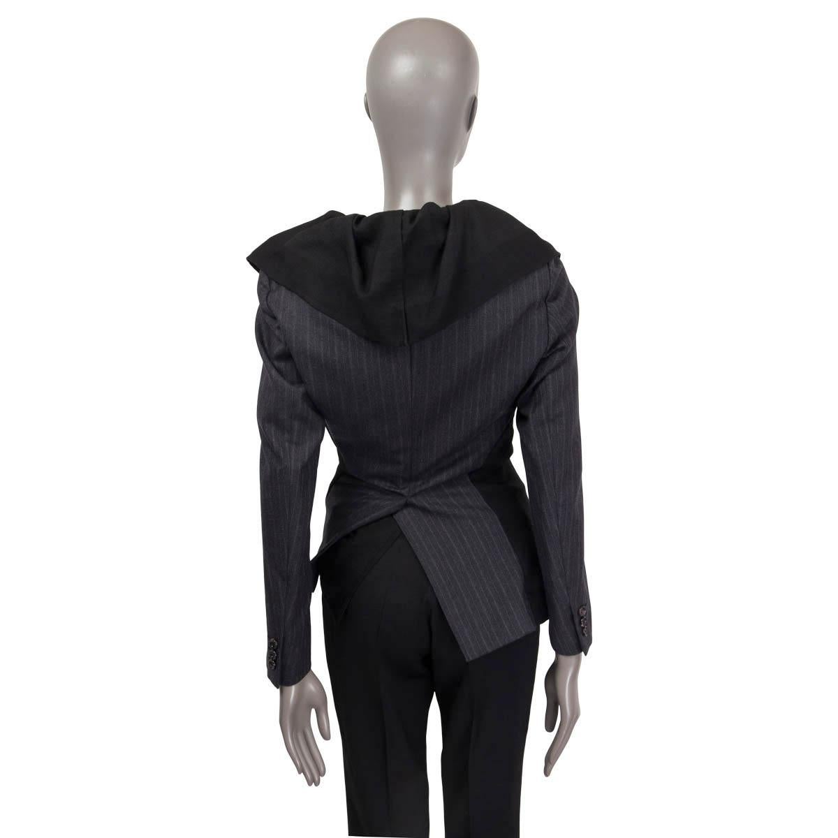 Women's COMME DES GARCONS black wool DECONSTRUCTED PINSTRIPE Jacket S For Sale