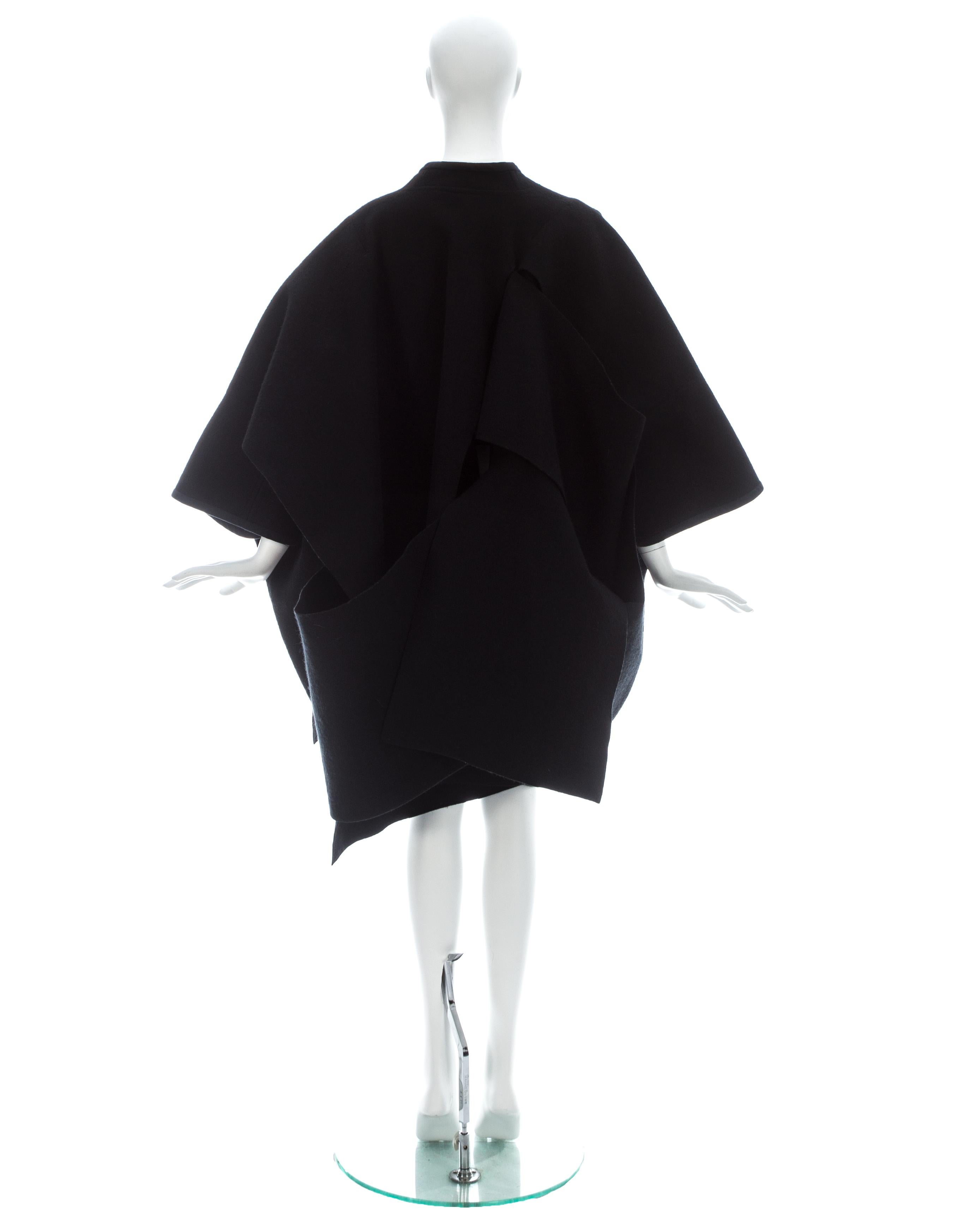 Comme des Garcons black wool felt coat, fw 1983 For Sale 4