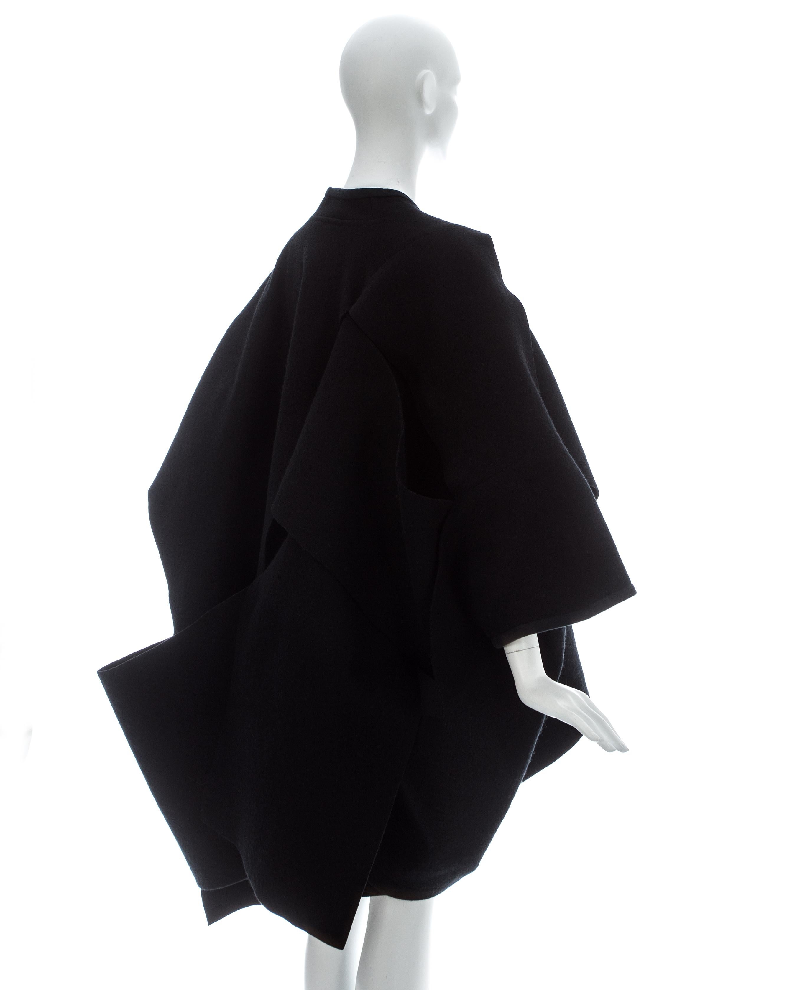 Comme des Garcons black wool felt coat, fw 1983 For Sale 5