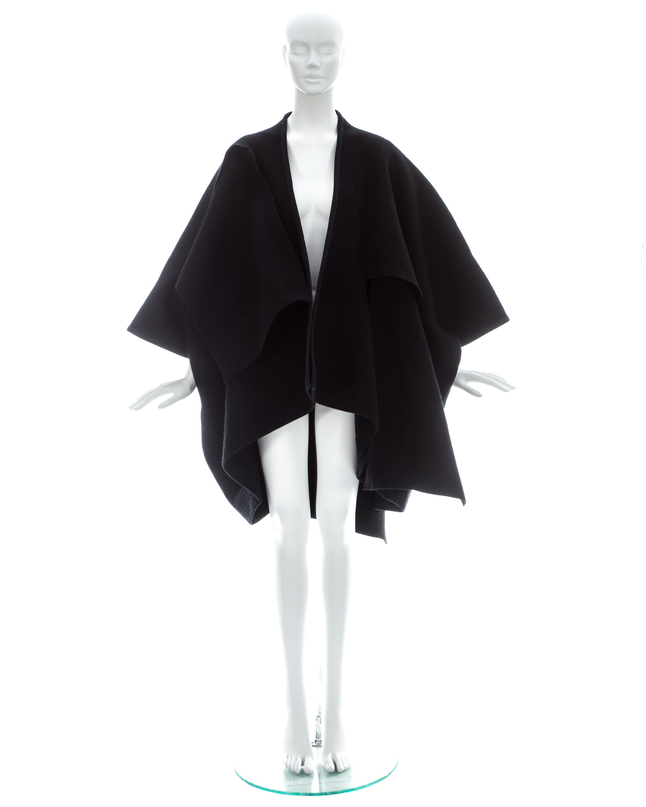 Black Comme des Garcons black wool felt coat, fw 1983 For Sale