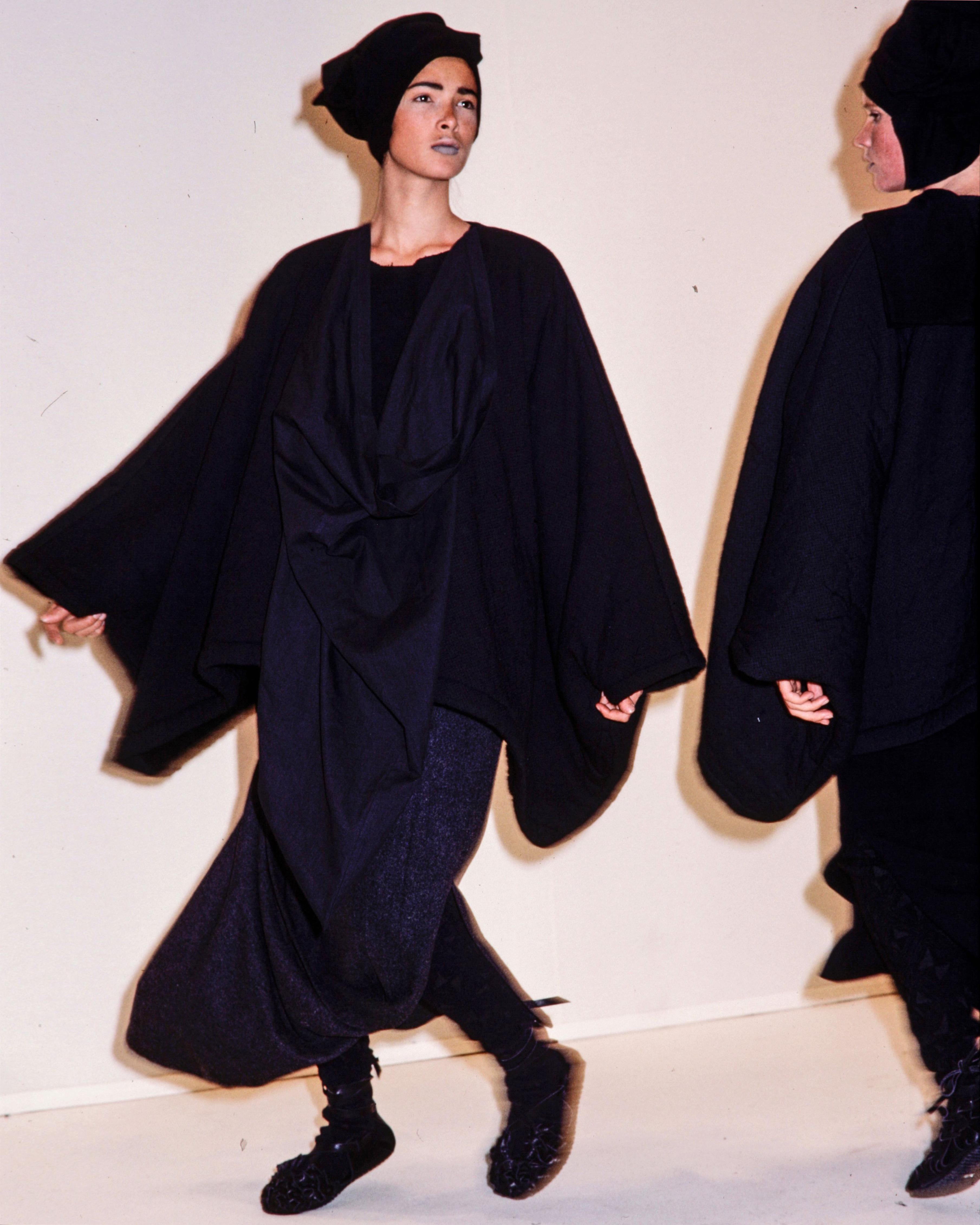 Women's Comme des Garcons black wool felt coat, fw 1983 For Sale