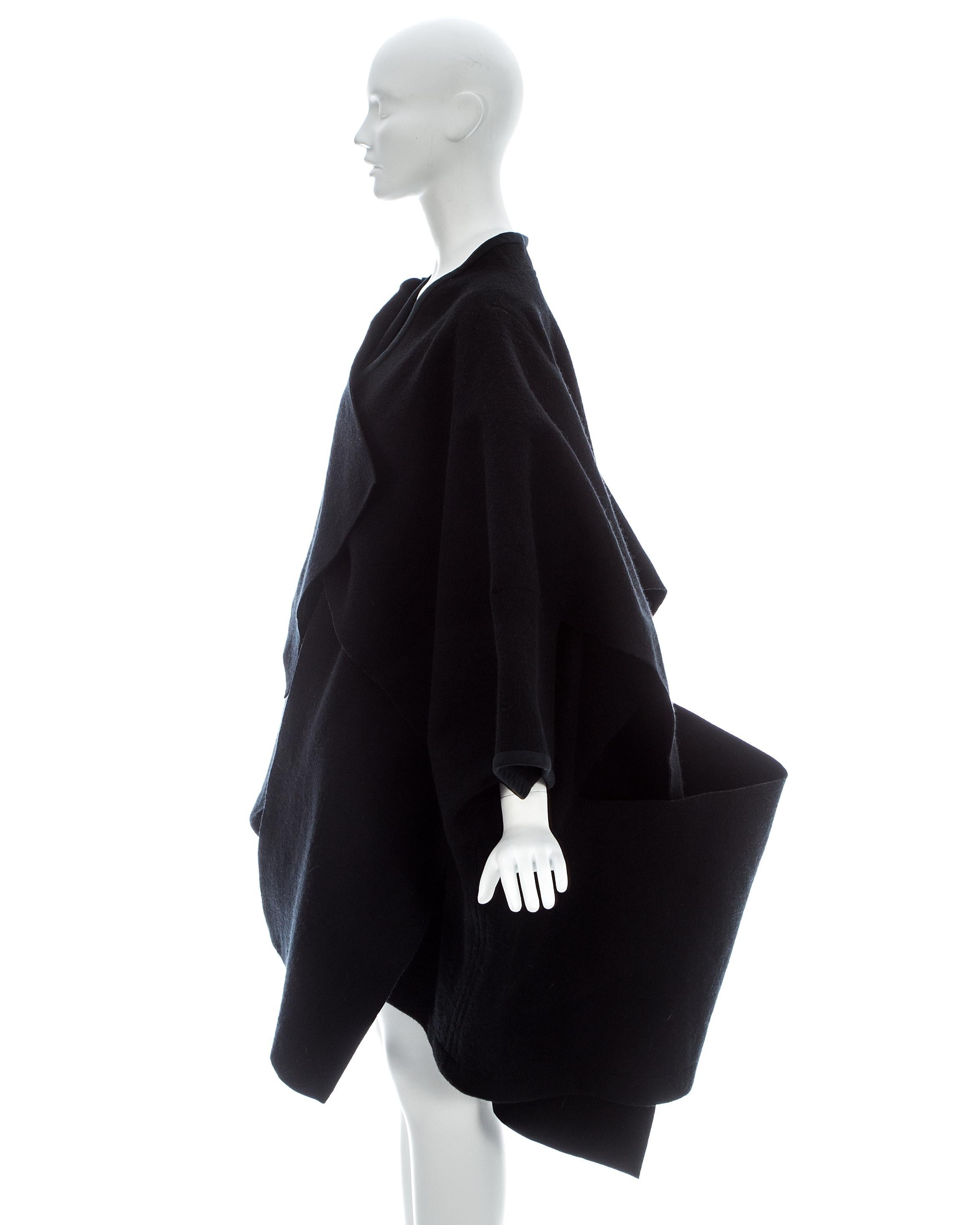 Comme des Garcons black wool felt coat, fw 1983 In Good Condition In London, GB