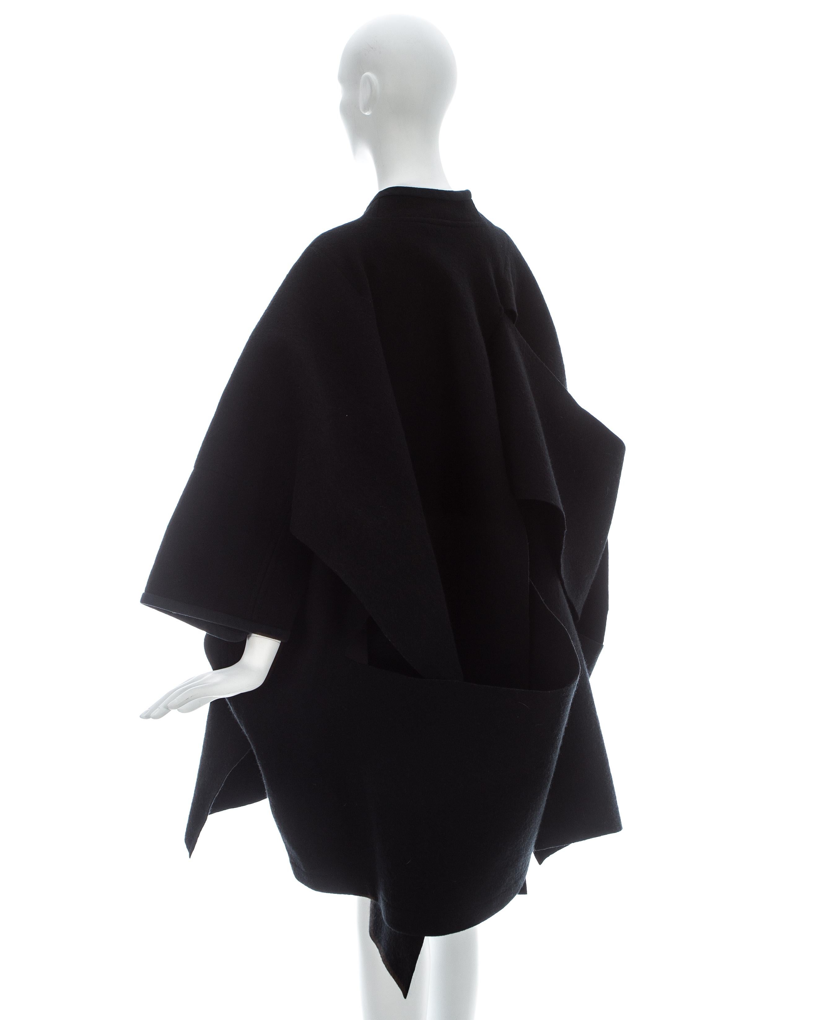 Women's Comme des Garcons black wool felt coat, fw 1983