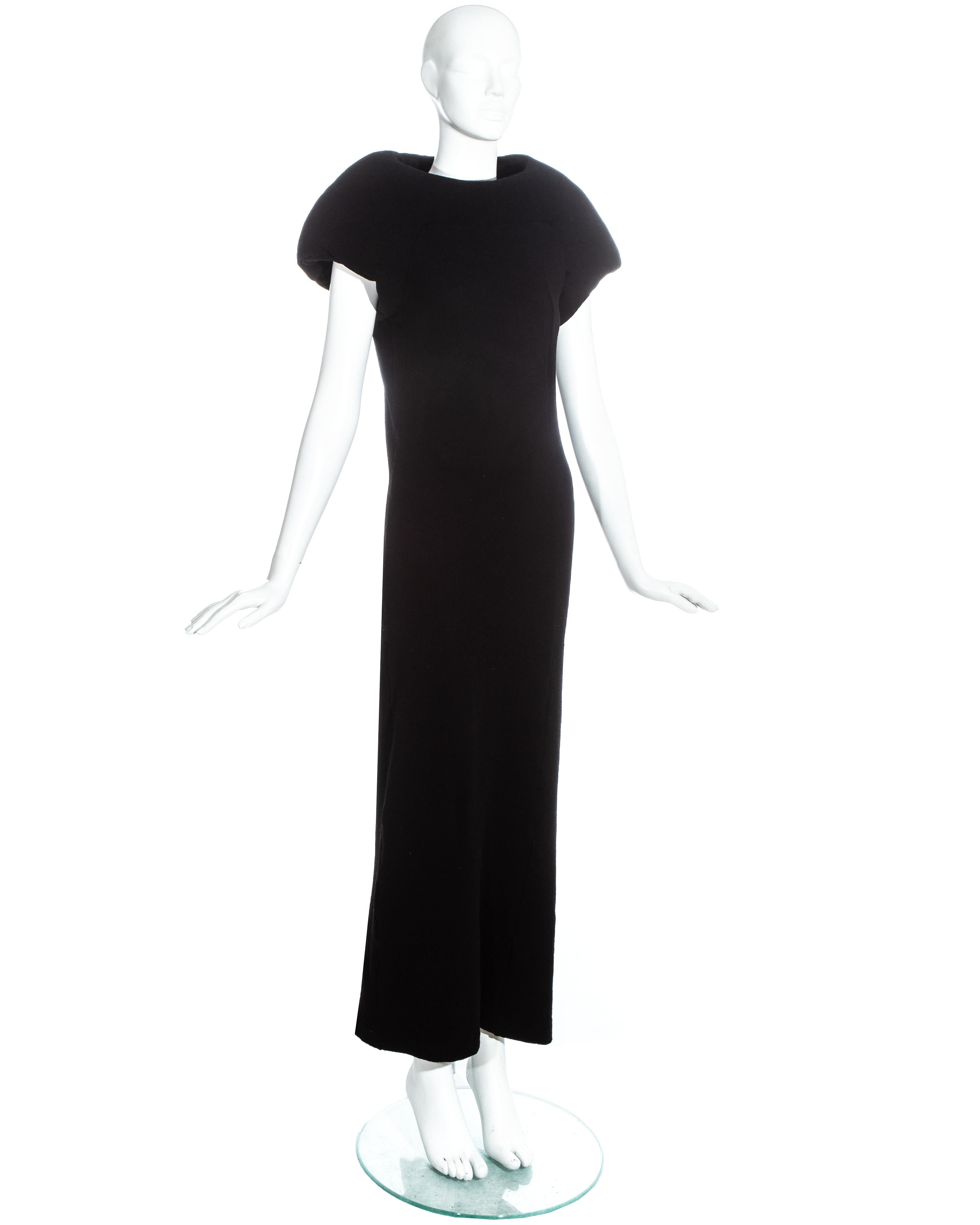 Comme des Garçons black wool maxi dress with padding, ss 1997  In Excellent Condition In London, GB