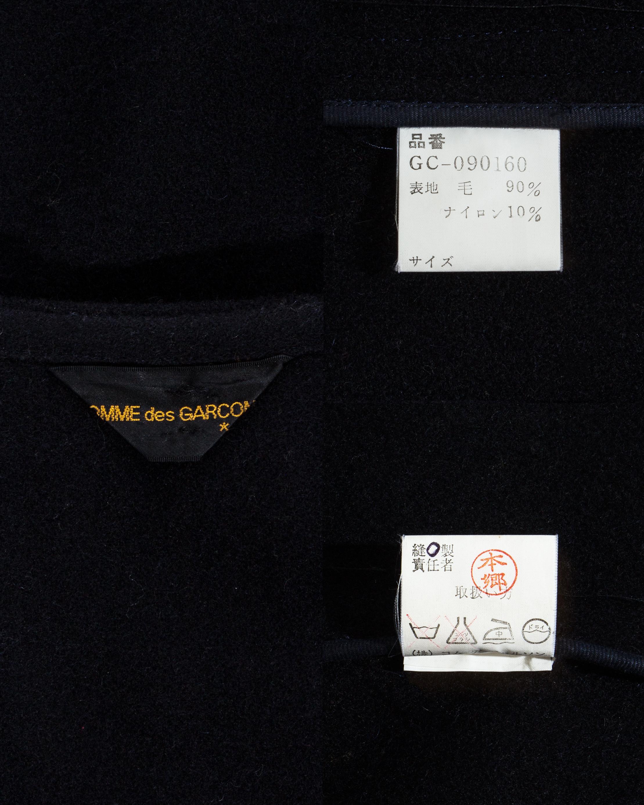Comme des Garcons black wool oversized coat, fw 1983 For Sale 3