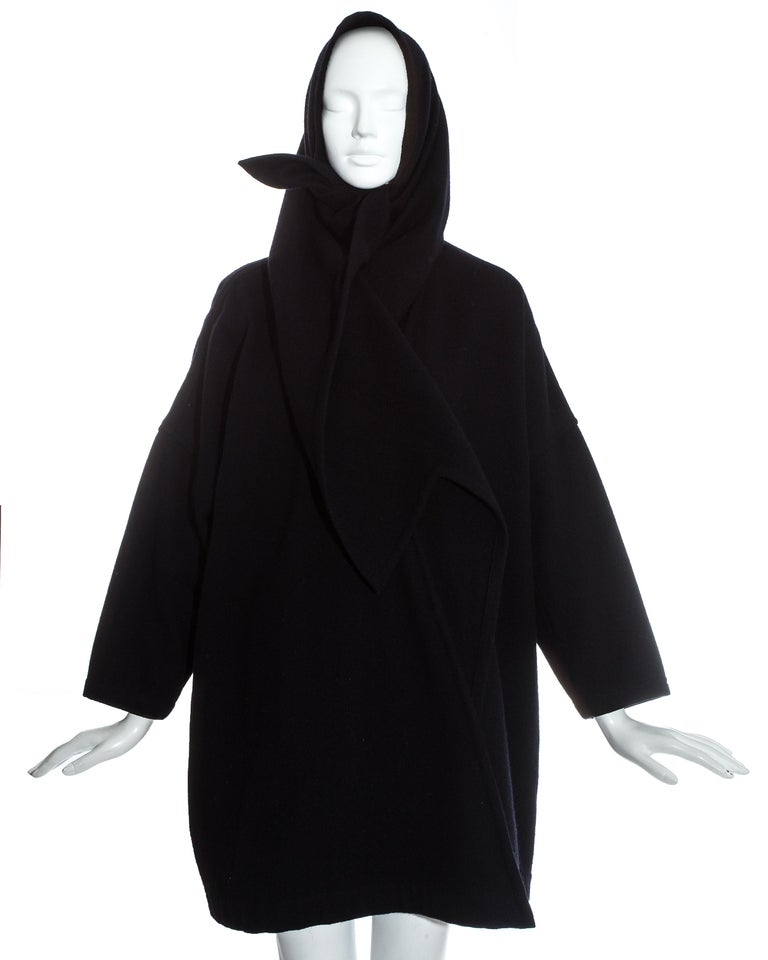 Comme des Garcons black wool oversized coat, fw 1983 For Sale at 1stDibs