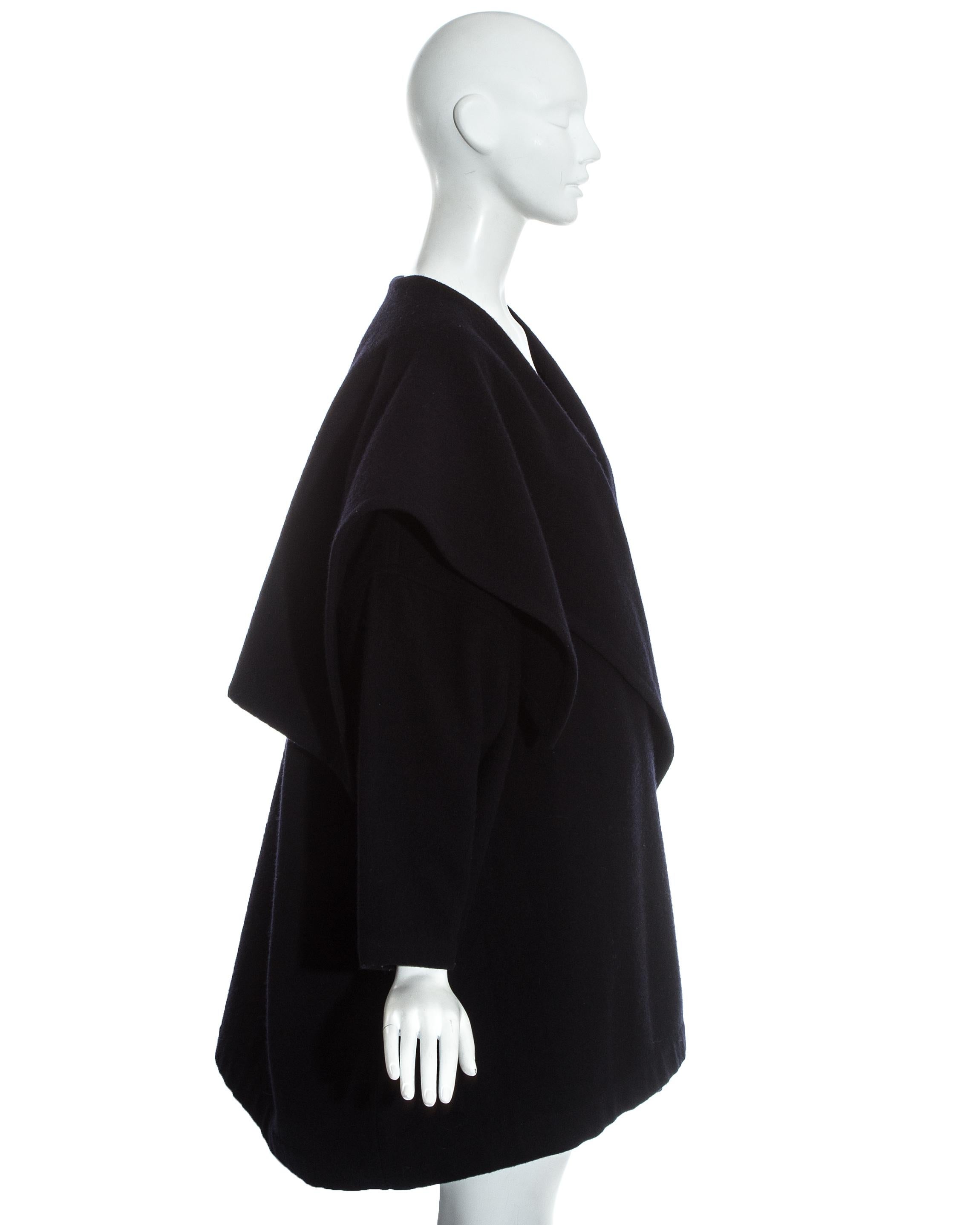 Comme des Garcons black wool oversized coat, fw 1983 For Sale 1
