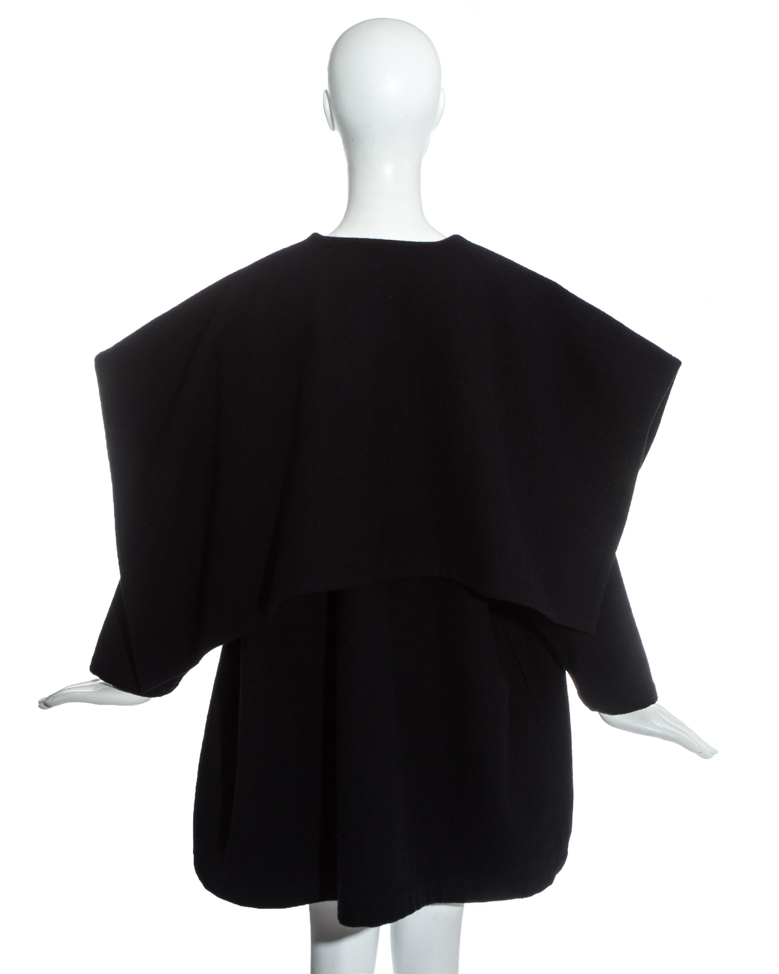 Comme des Garcons black wool oversized coat, fw 1983 For Sale 2