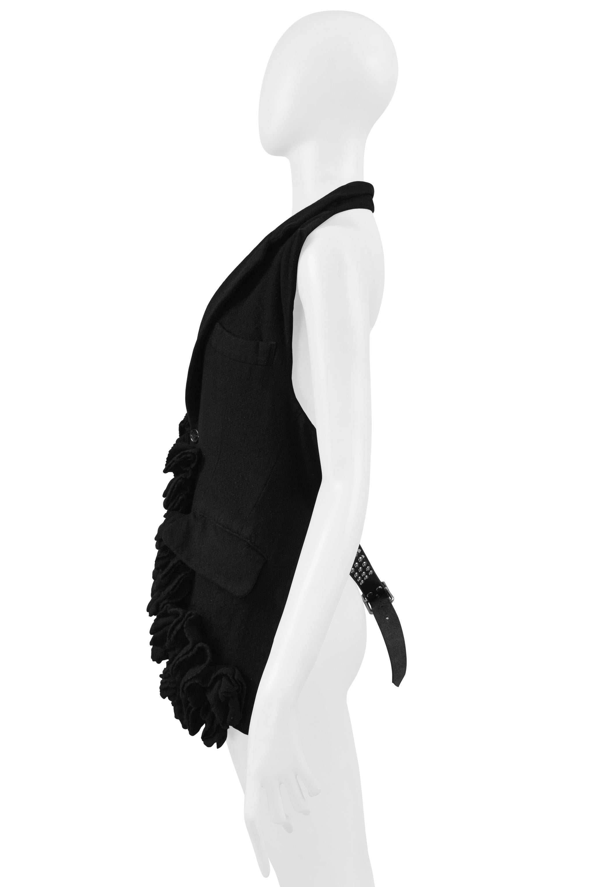 Comme Des Garcons Gilet con volant in lana nera e schiena aperta 2000 In condizioni ottime in vendita a Los Angeles, CA