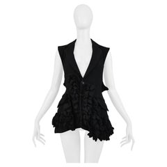 Comme Des Garcons Chaleco De Volantes De Lana Negro Con Espalda Abierta 2000
