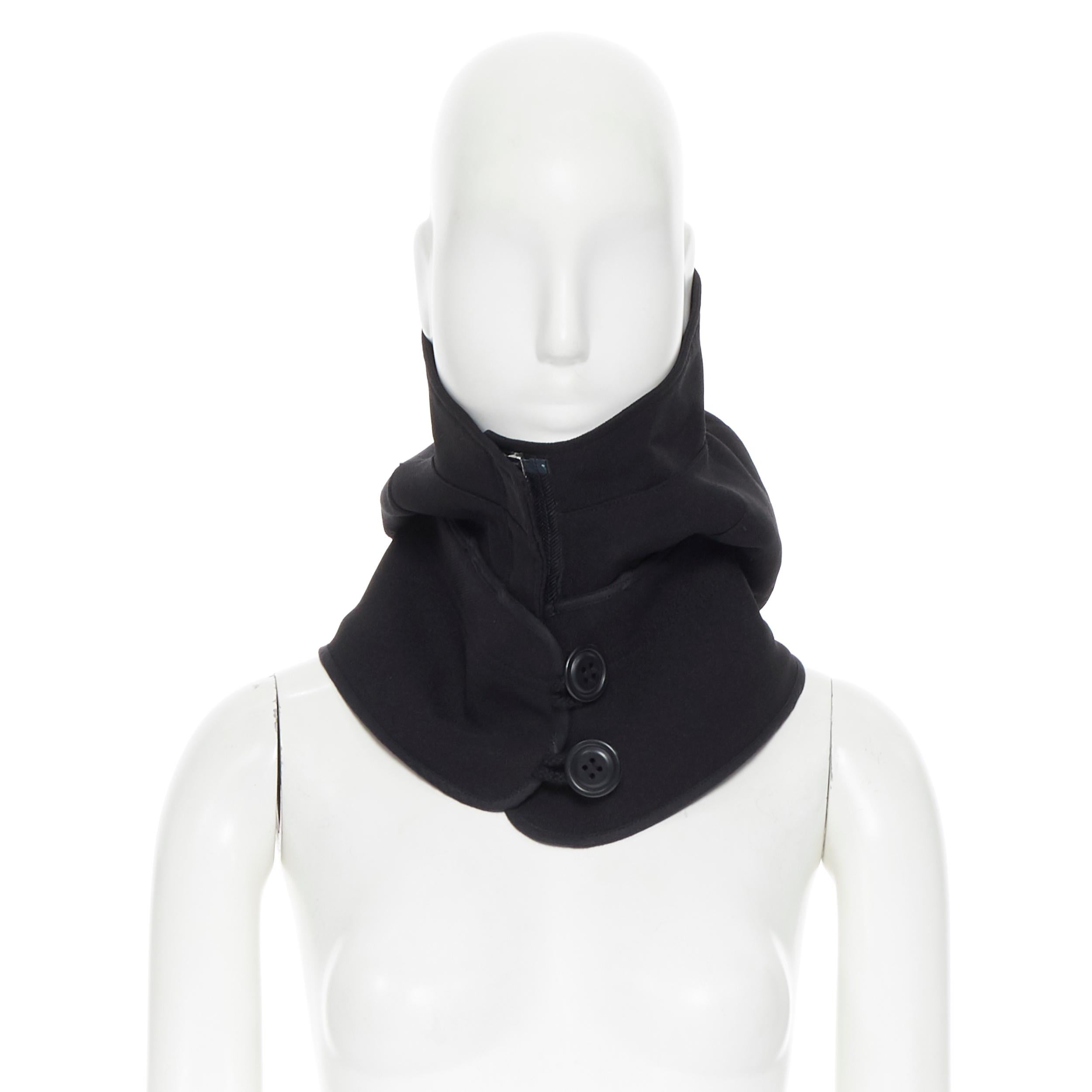 Black COMME DES GARCONS black zip toggle button upside down brim snood hat