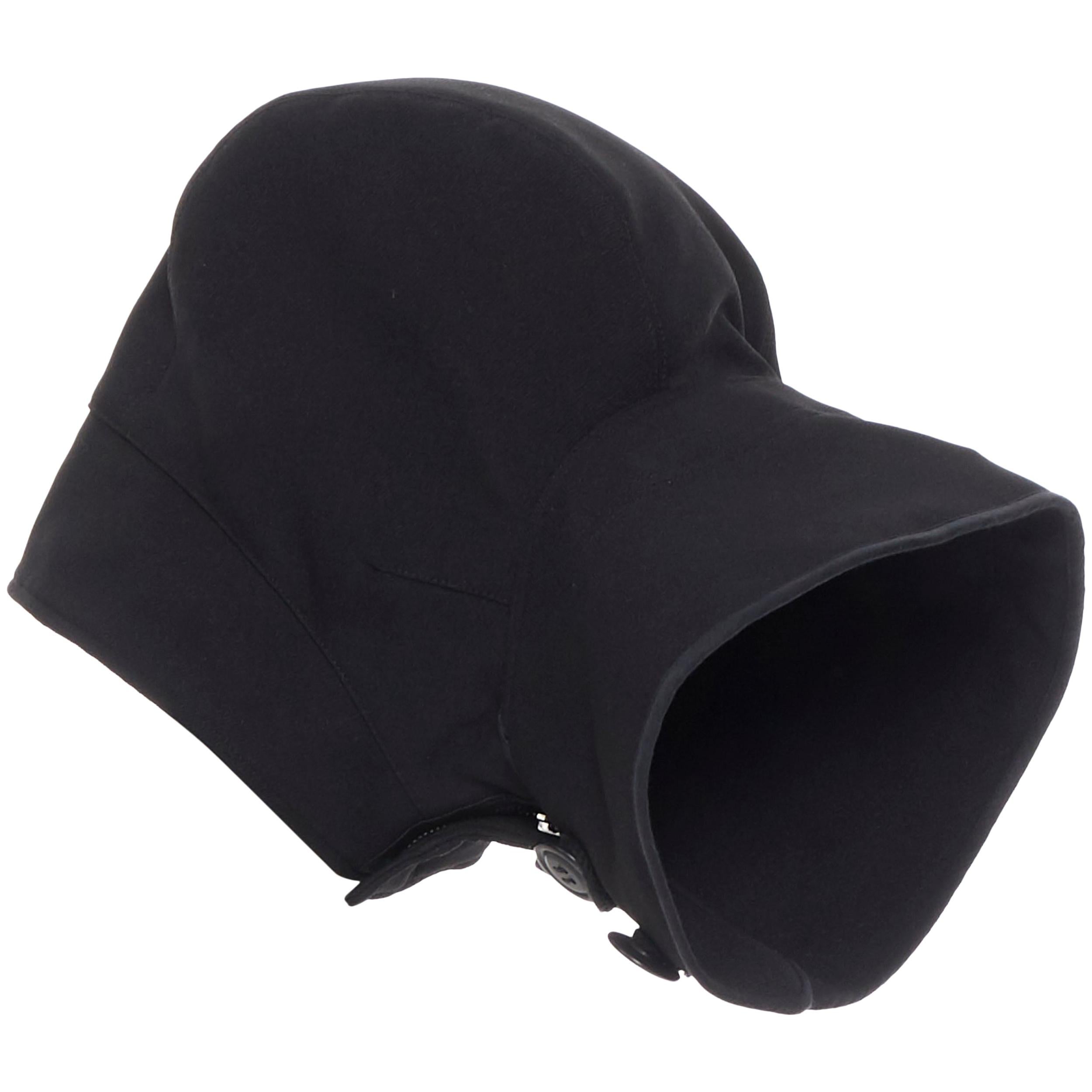 COMME DES GARCONS black zip toggle button upside down brim snood hat