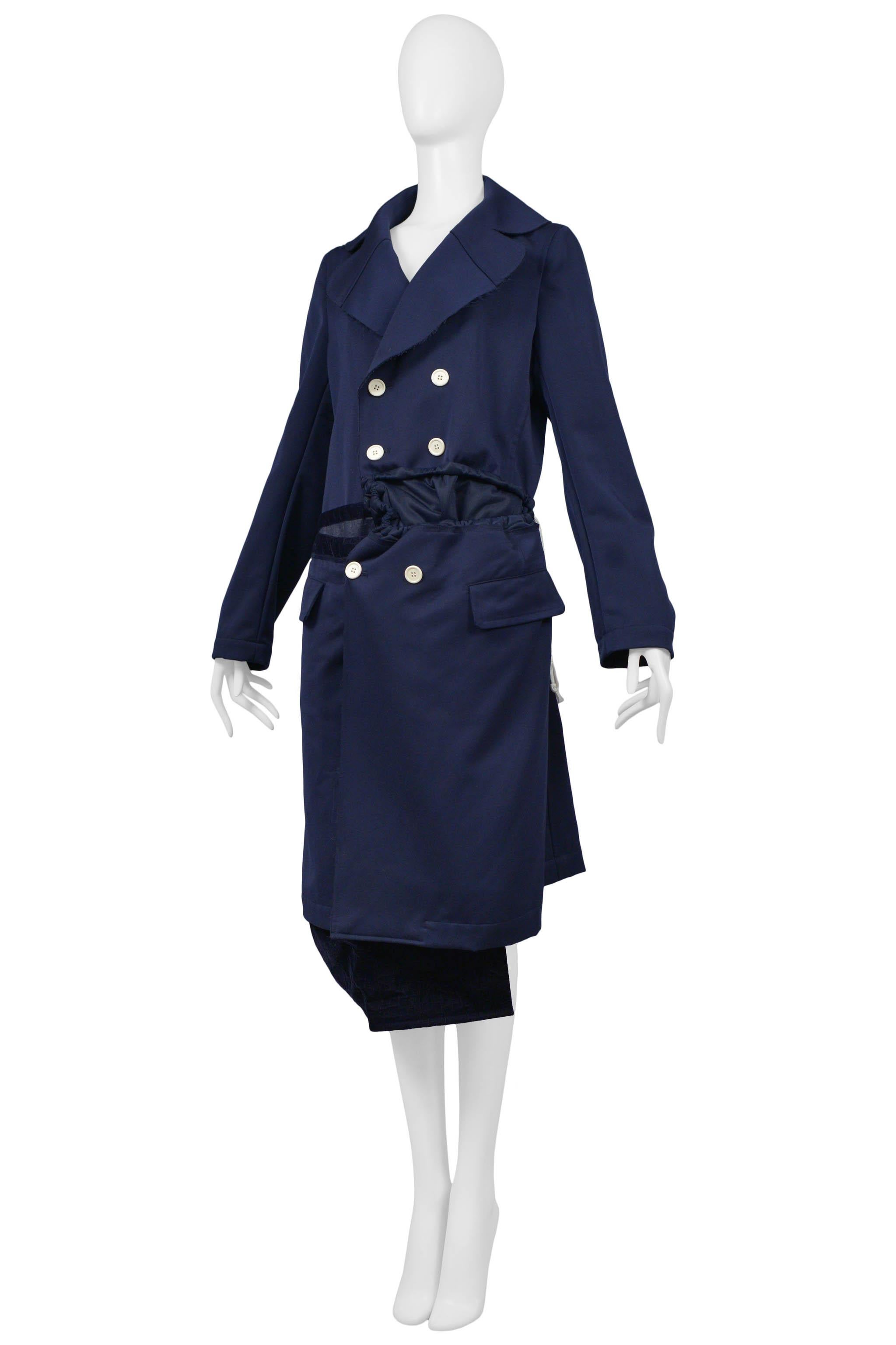 Black Comme Des Garcons Blue Deconstructed Coat 2008 For Sale