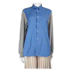 Comme Des Garcons Blue & Grey Long Sleeve Shirt Size M