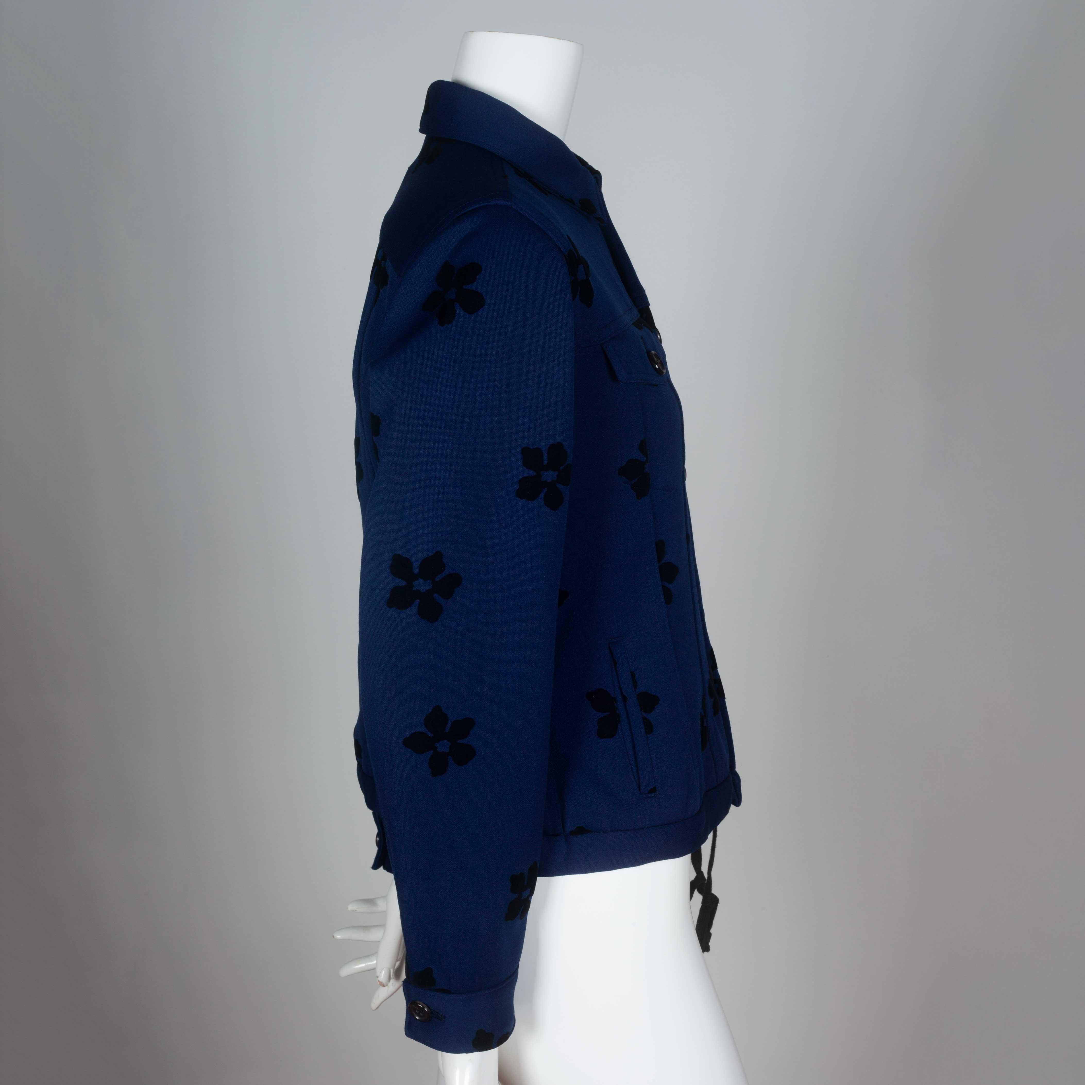 Black Comme des Garçons Blue Jacket with Velvet Flowers, 2003