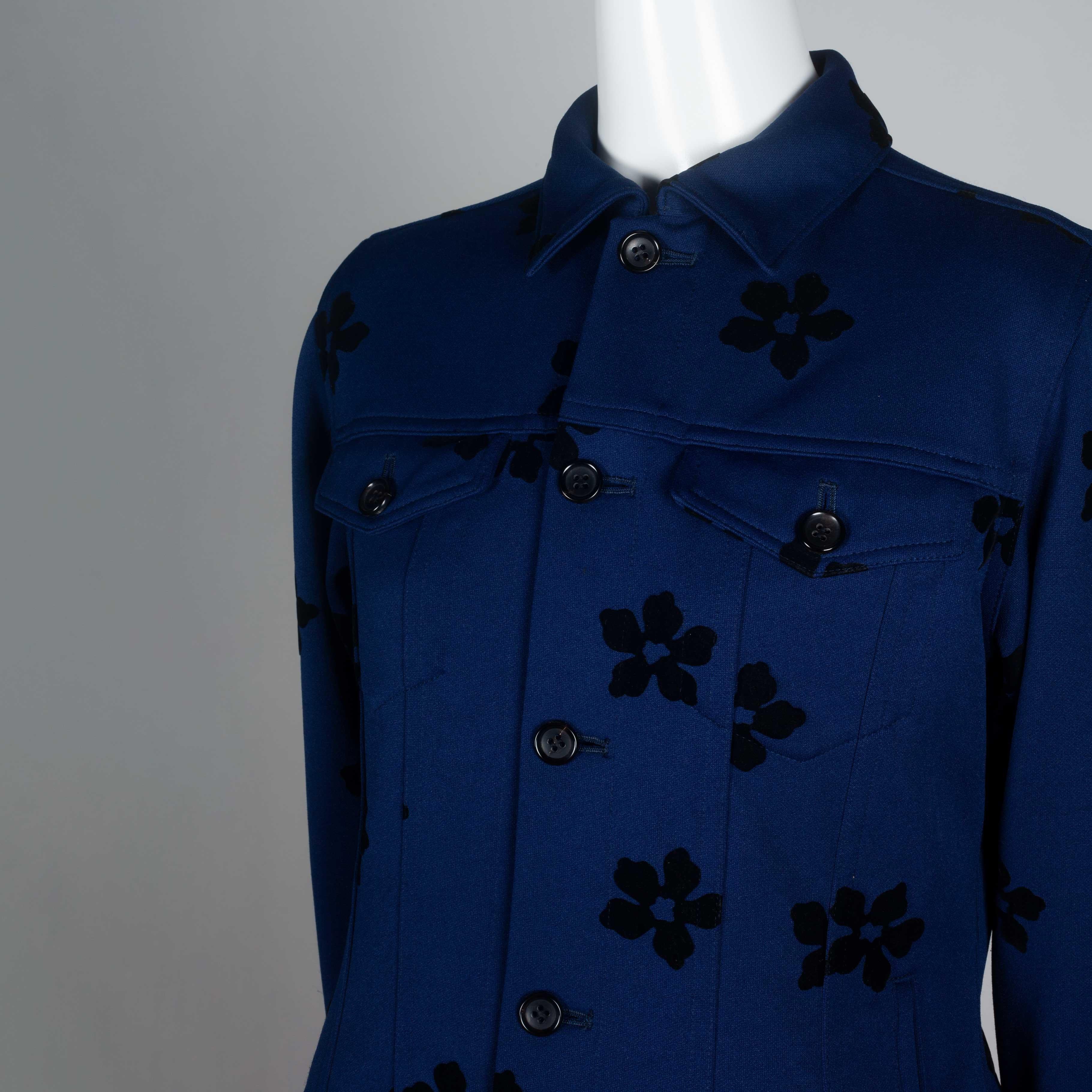 Women's or Men's Comme des Garçons Blue Jacket with Velvet Flowers, 2003