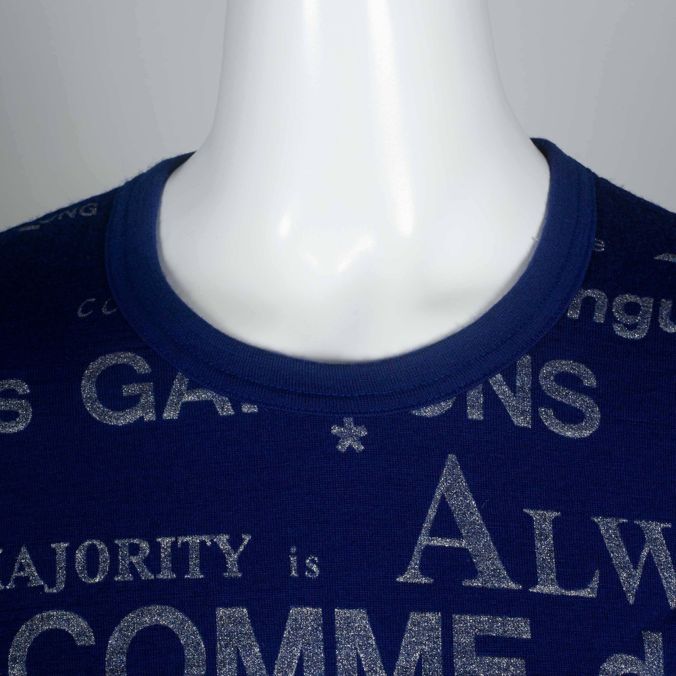 Comme des Garçons Blue Long Sleeve Shirt with Printed Words, 2003 5