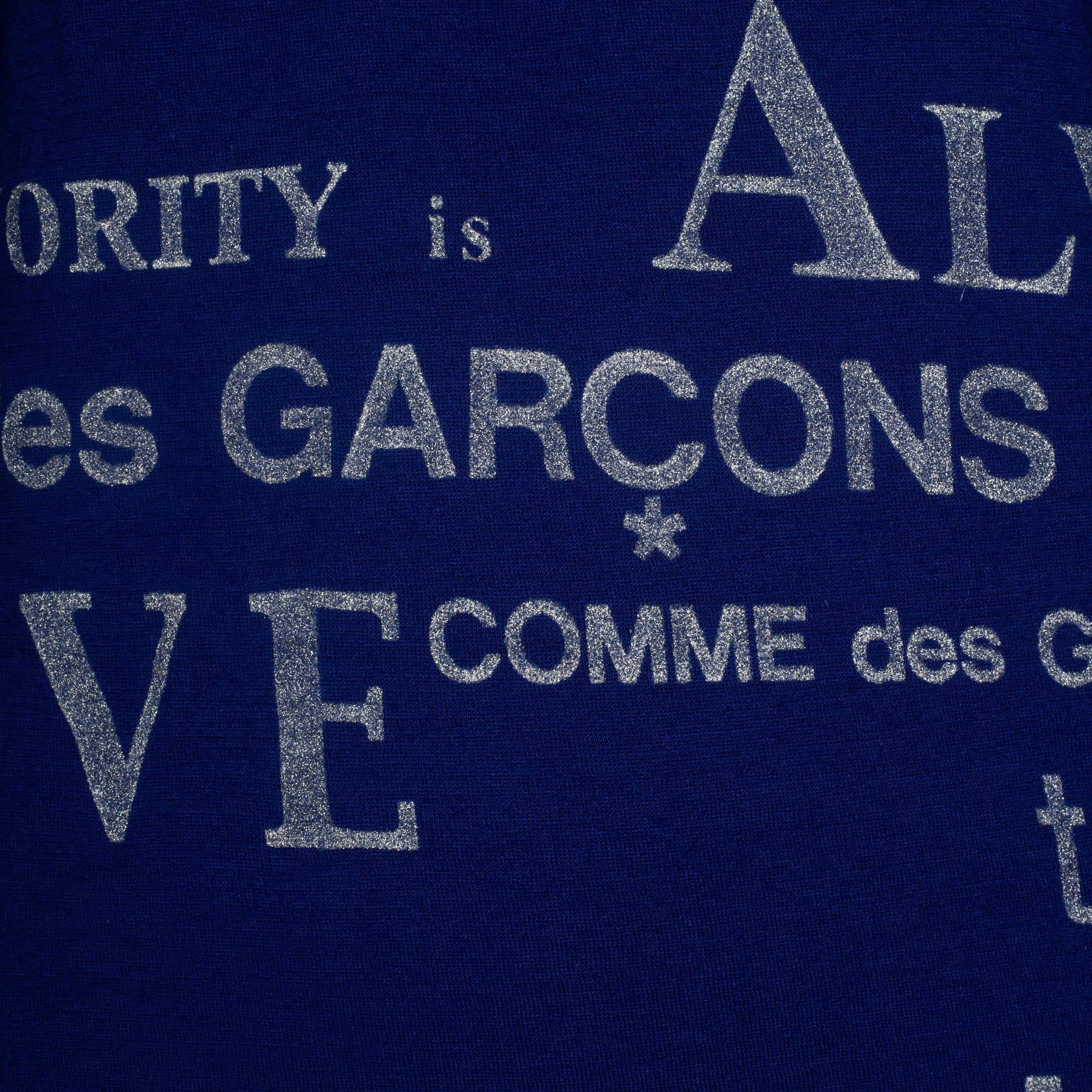 Comme des Garçons Blue Long Sleeve Shirt with Printed Words, 2003 4